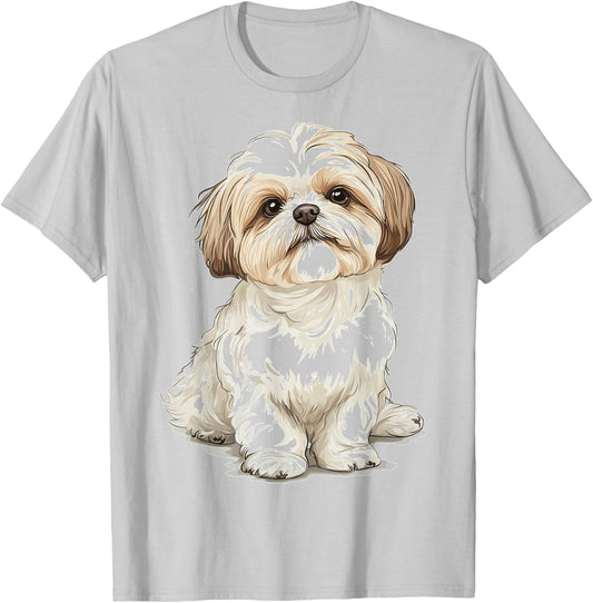 Shih Tzu Dog Motif Pet Artwork Shih Tzu T-Shirt - T-Shirt | Ash