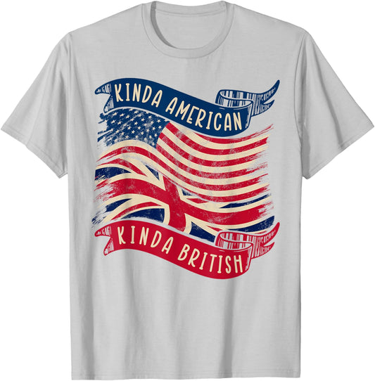 Kinda American Kinda British Heritage Citizenship T-Shirt - T-Shirt | Ash