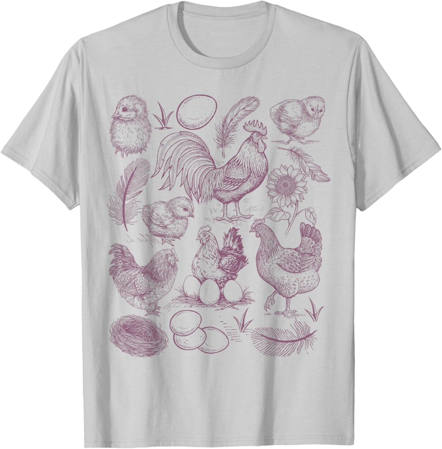 Vintage Chicken Farm Shirt Rustic Country Farm Chicken Mom T-Shirt - T-Shirt | Ash