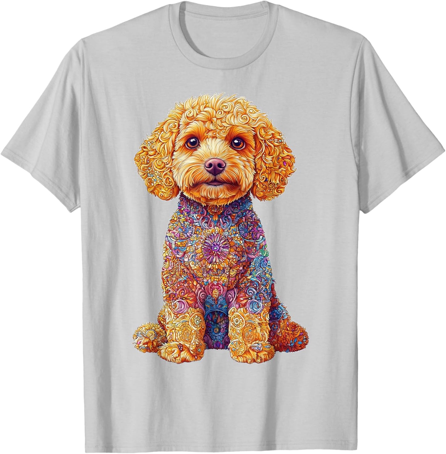 Maltipoo Dog Motif Pet Artwork Mandala Maltipoo T-Shirt - T-Shirt | Ash