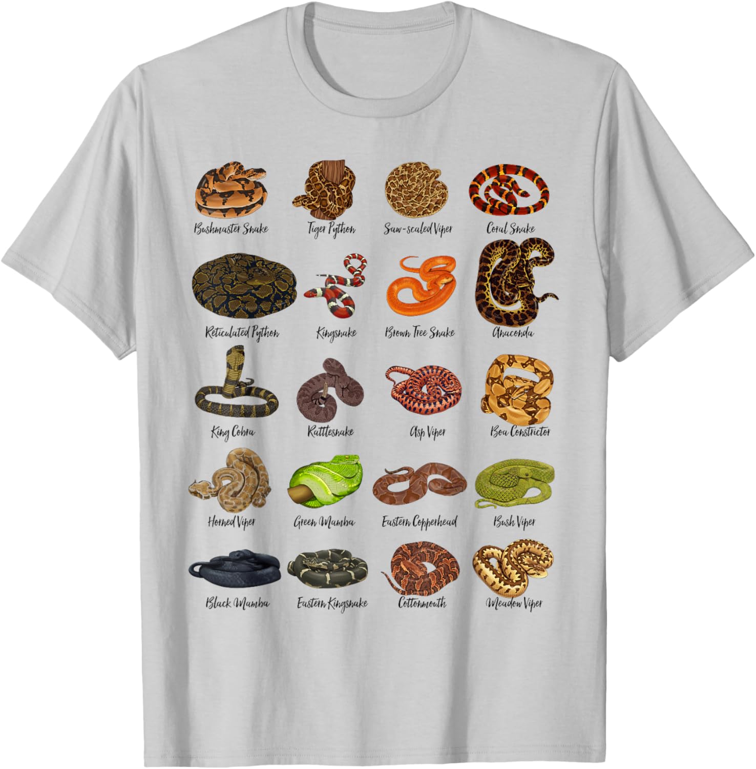Snake drawings - many snakes T-Shirt - T-Shirt | Ash