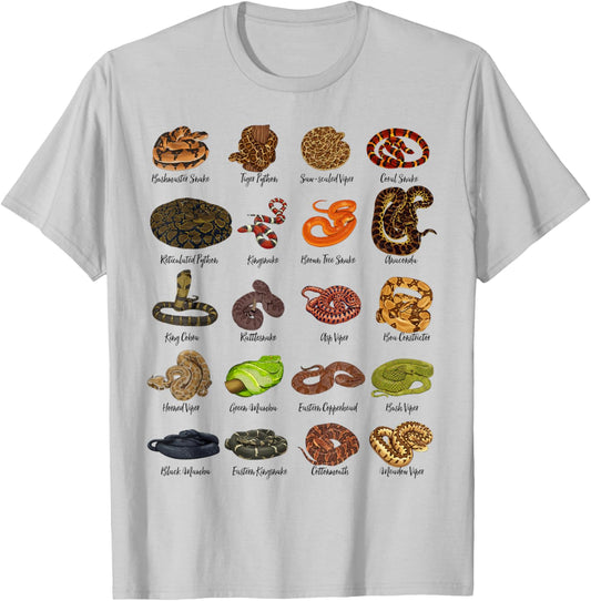 Snake drawings - many snakes T-Shirt - T-Shirt | Ash