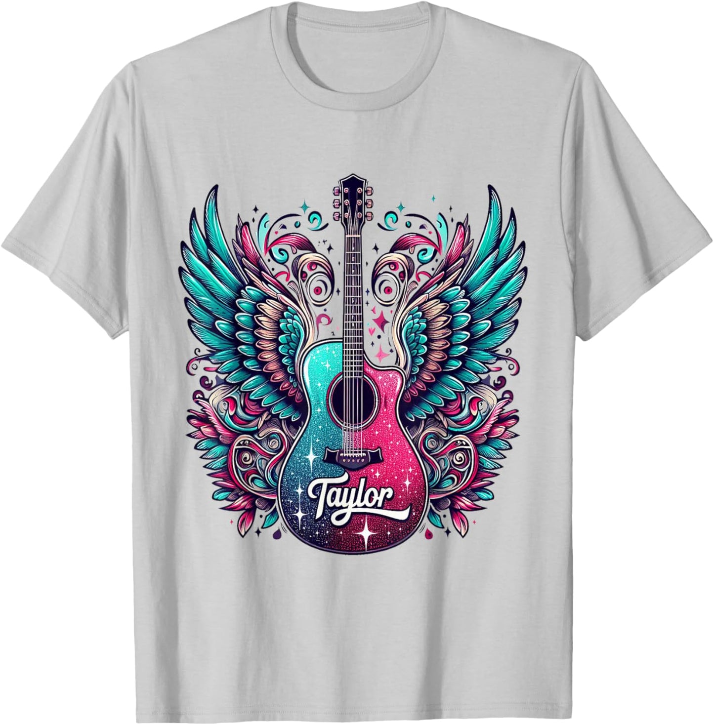 Girl Retro Taylor First Name Personalized Groovy 80's T-Shirt - T-Shirt | Ash