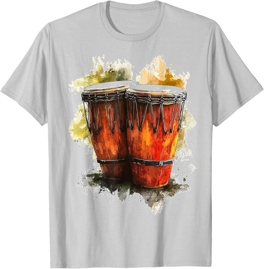 Congas Music Instrument Graphic Art Congas T-Shirt - T-Shirt | Ash