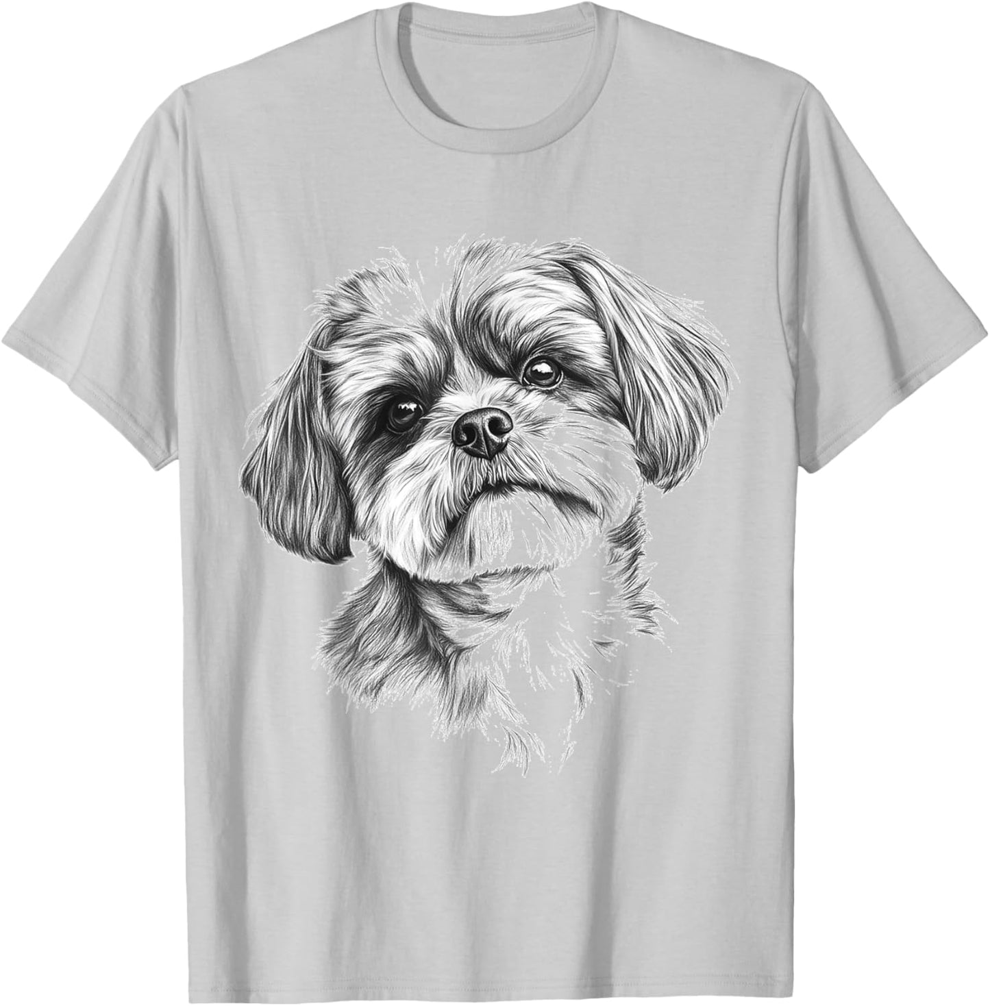 Shih Tzu Dog Motif Pet Illustration Shih Tzu T-Shirt - T-Shirt | Ash