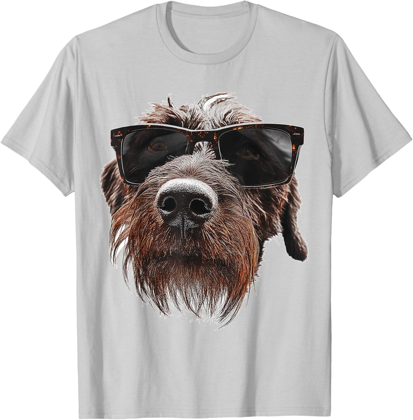 German Wirehaired Pointer Dog Graphic Pet Illustration T-Shirt - T-Shirt | Ash