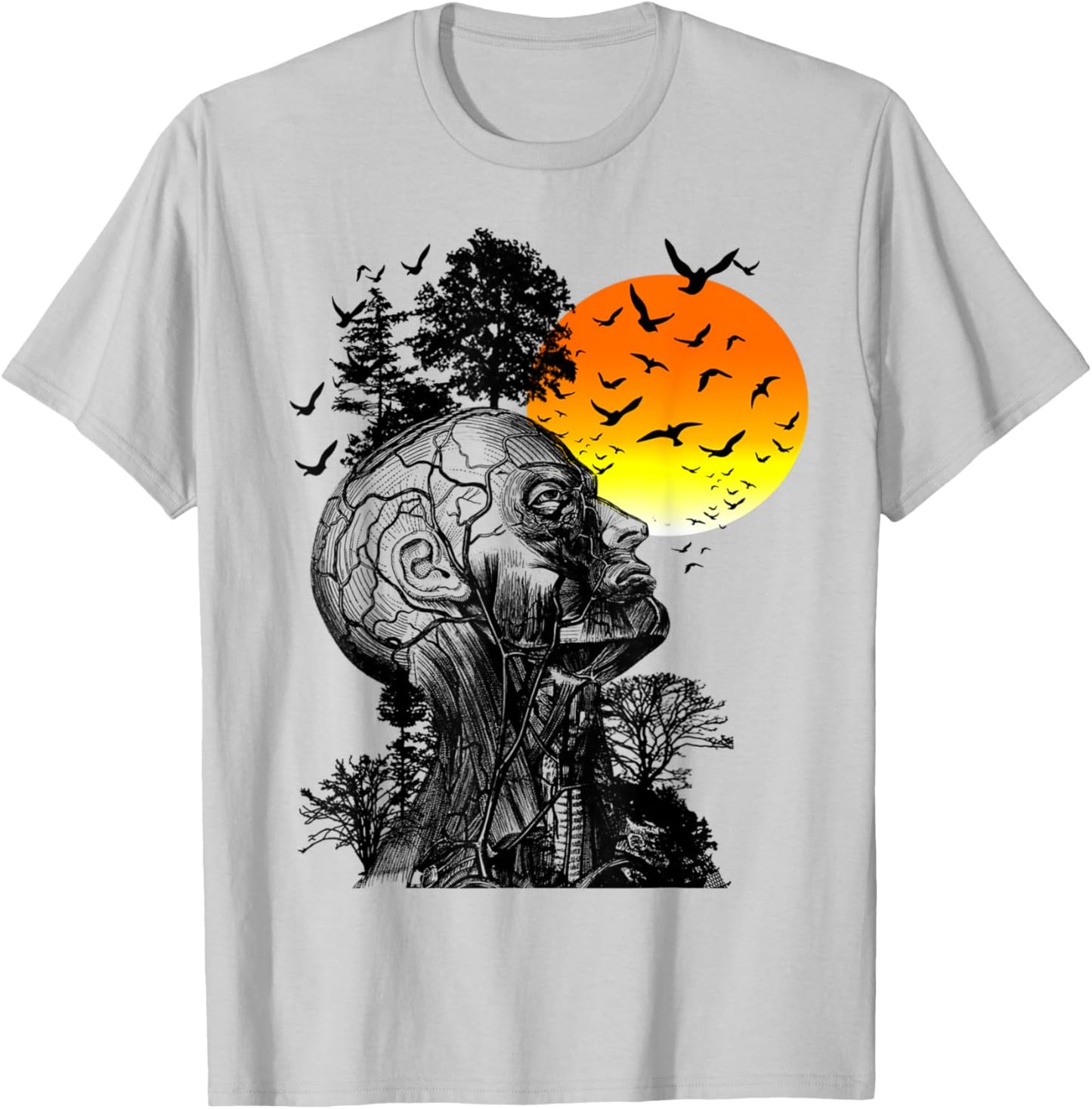 Hangover Human Tree Graphic T-Shirt - T-Shirt | Ash