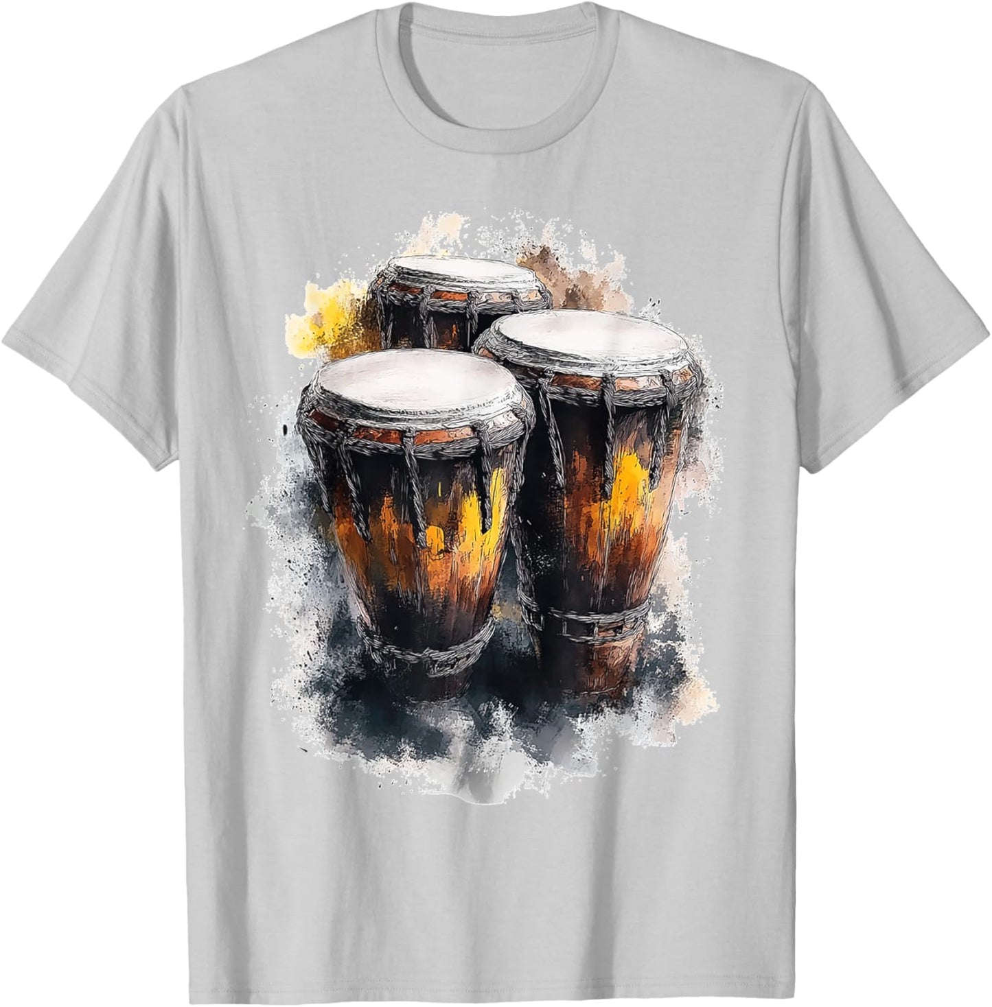 Congas Music Instrument Motif Art Congas T-Shirt - T-Shirt | Ash