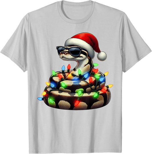 Ball Python Snake Sunglasses Cute Christmas Xmas T-Shirt - T-Shirt | Ash