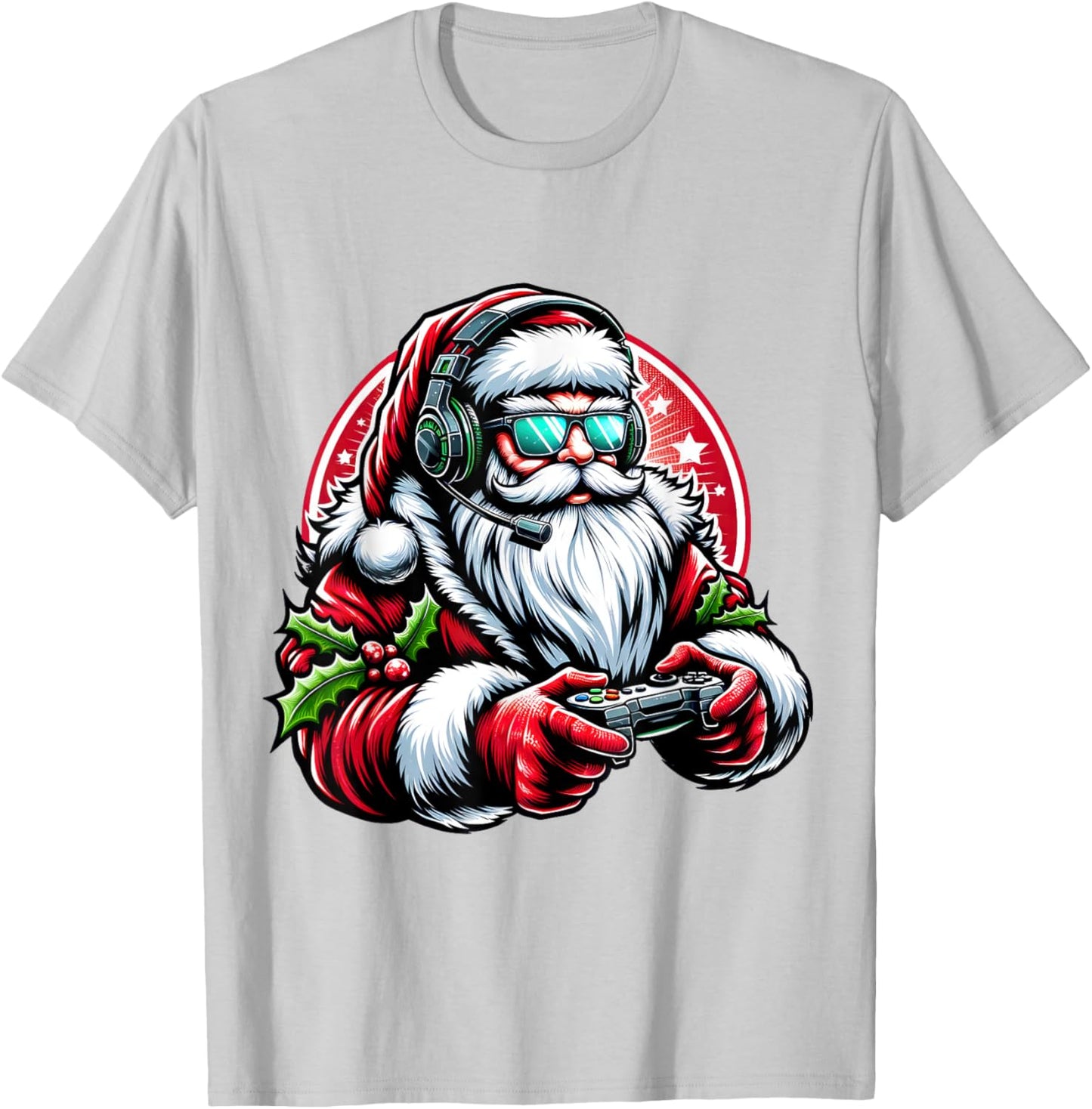 Christmas Gamer Boys Video Game Santa Xmas T-Shirt - T-Shirt | Ash