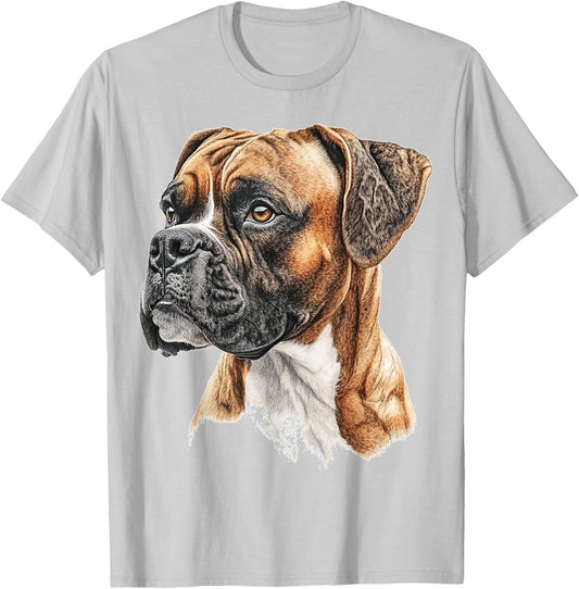 Boxer Dog Motif Pet Artwork Boxer T-Shirt - T-Shirt | Ash