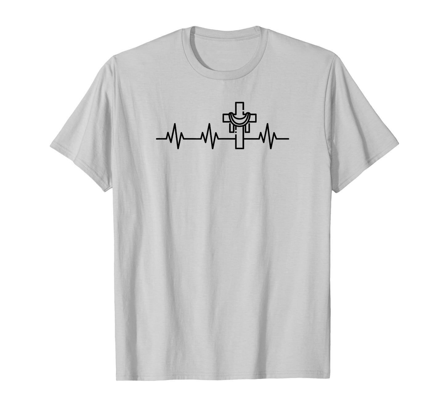 Christian Cross Heartbeat Life Heart EKG Pulse Easter T-Shirt