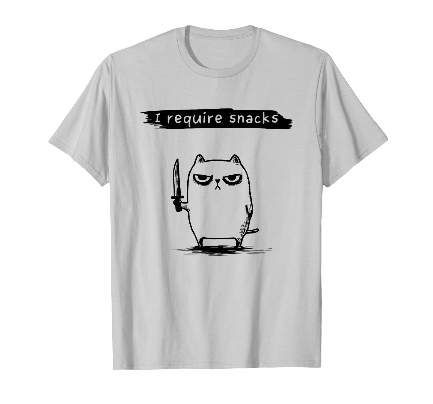 Funny Cat Meme I Require Snacks Design Men Women Kids T-Shirt
