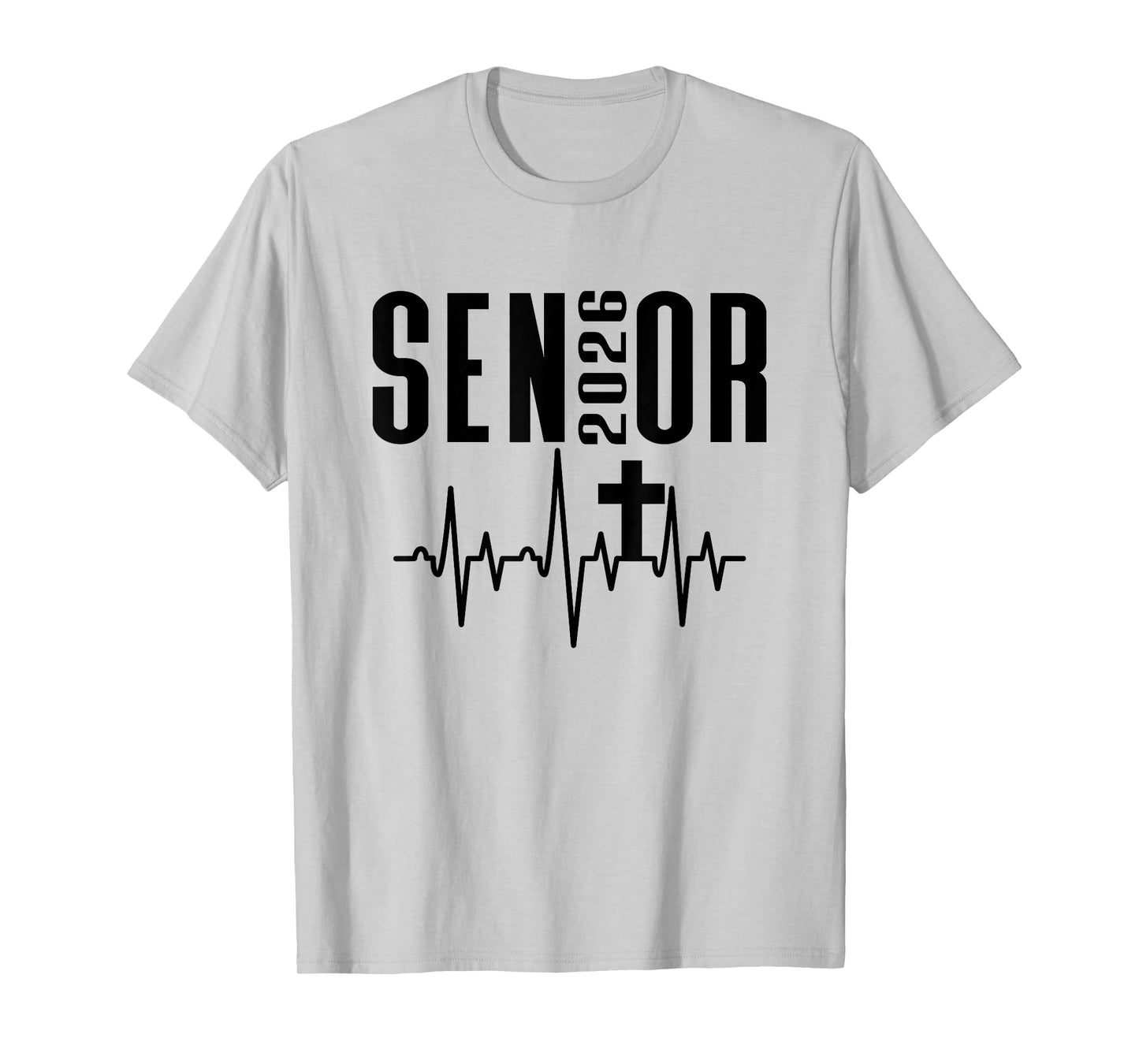 Senior 2026 Cross Heartbeat Christian Design Class of 26 T-Shirt