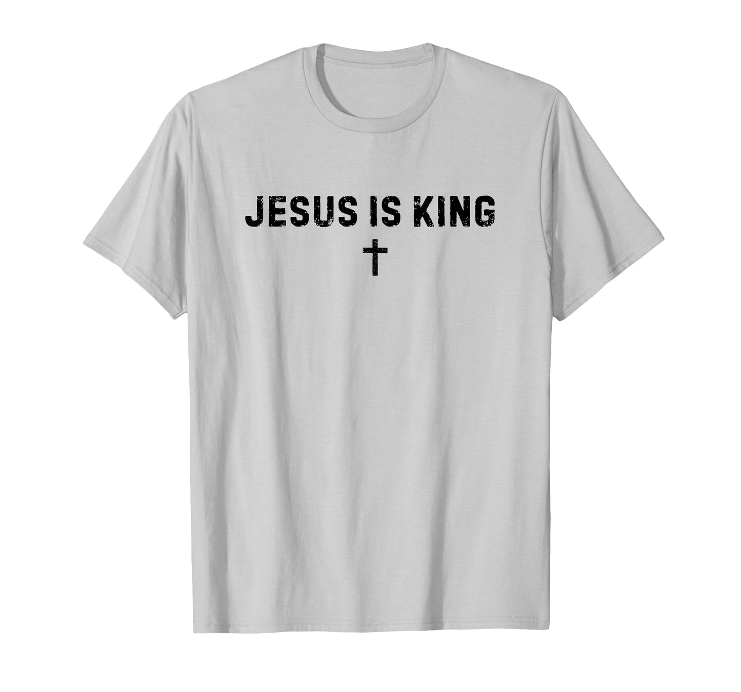 Jesus is King Christian Distressed Cross Crown of Thorns T-Shirt