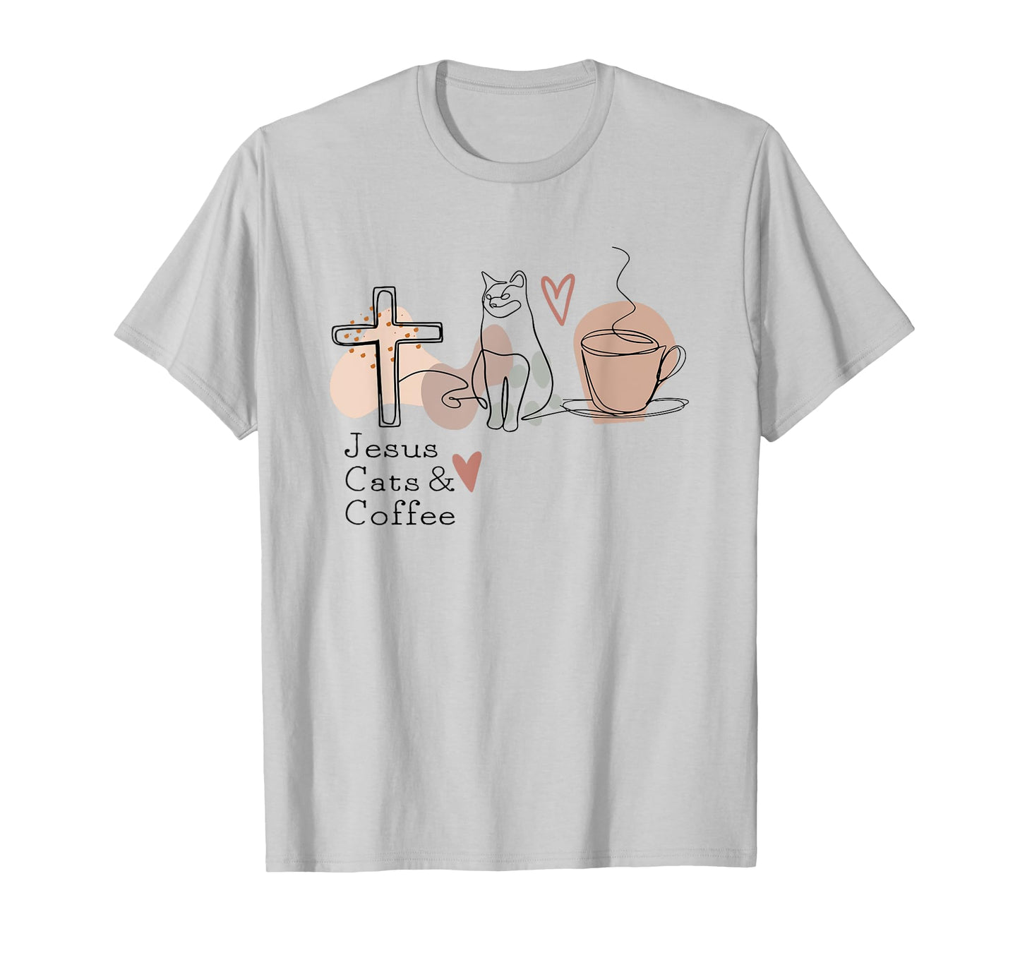Jesus Cats And Coffee Minimalist Graphic Design T-Shirt