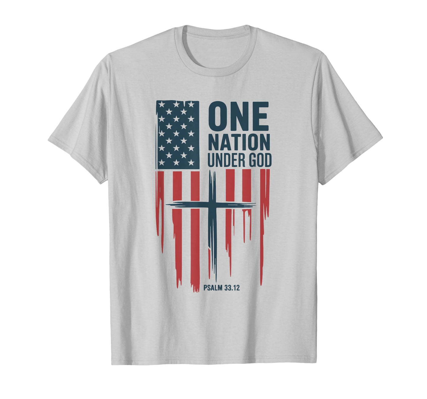 Christian Patriotic One Nation Under God Cross USA Faith T-Shirt