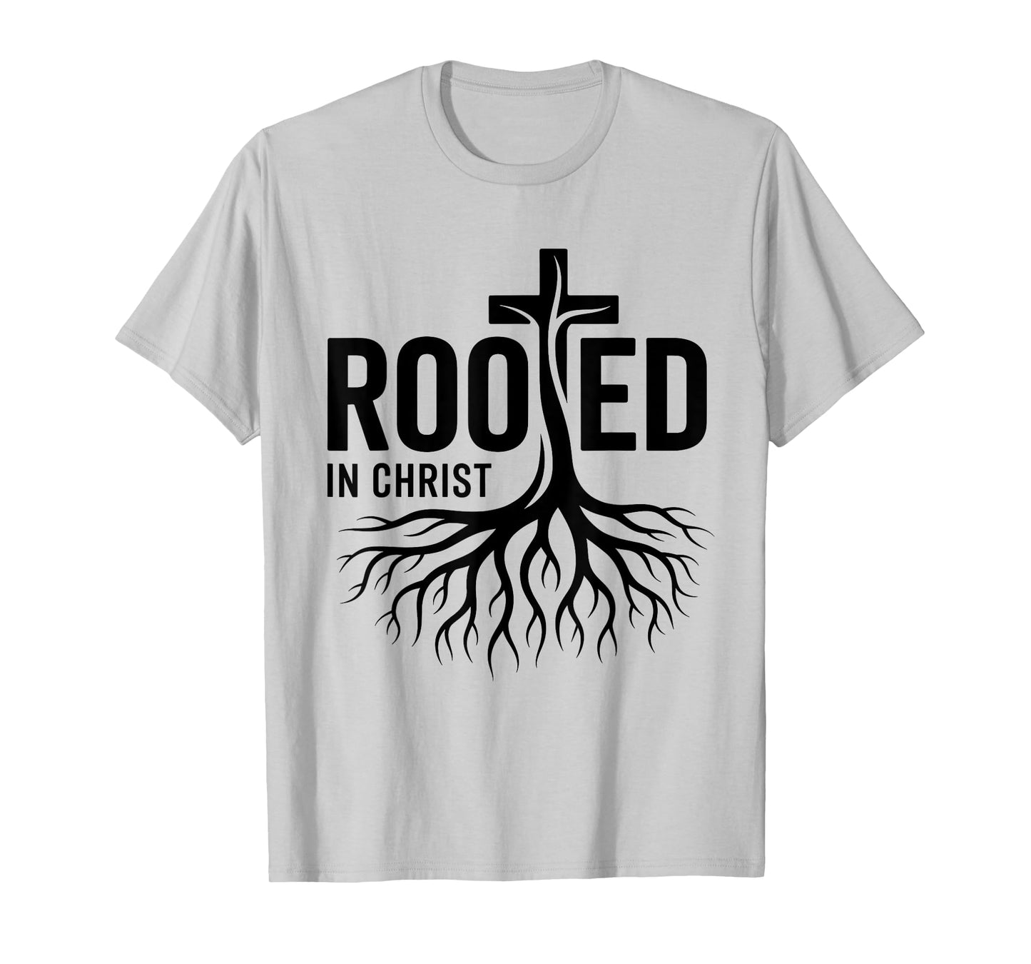Rooted in Christ Jesus Cross Christian Faith T-Shirt