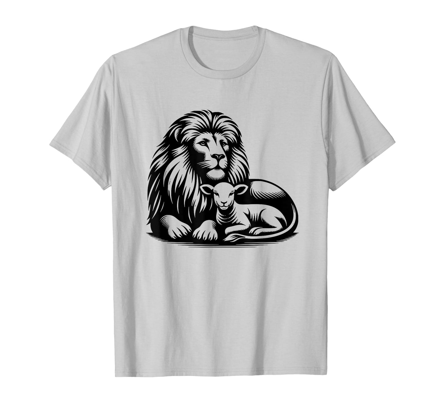 Lion and Lamb Black Design Christian Men Women T-Shirt