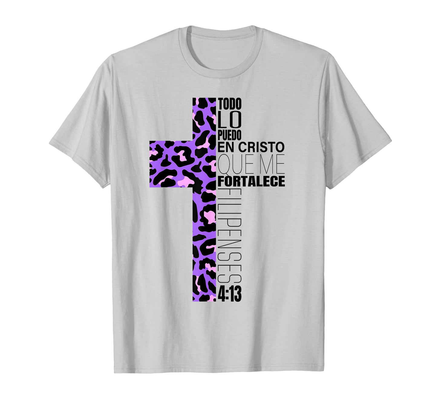 Cheetah Print Cross Christian Spanish Gifts Women Español T-Shirt