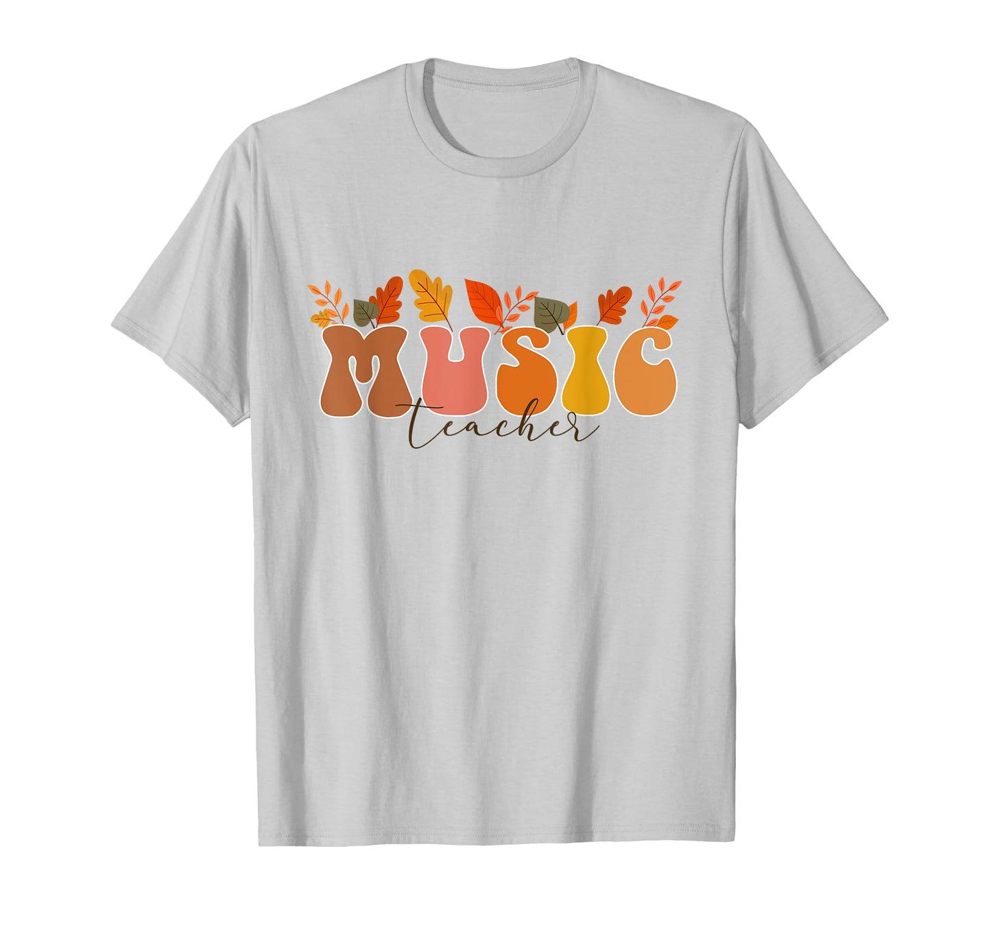 Groovy Retro Music Teacher Vintage Fall Leaves Autumn Season T-Shirt for Men Women