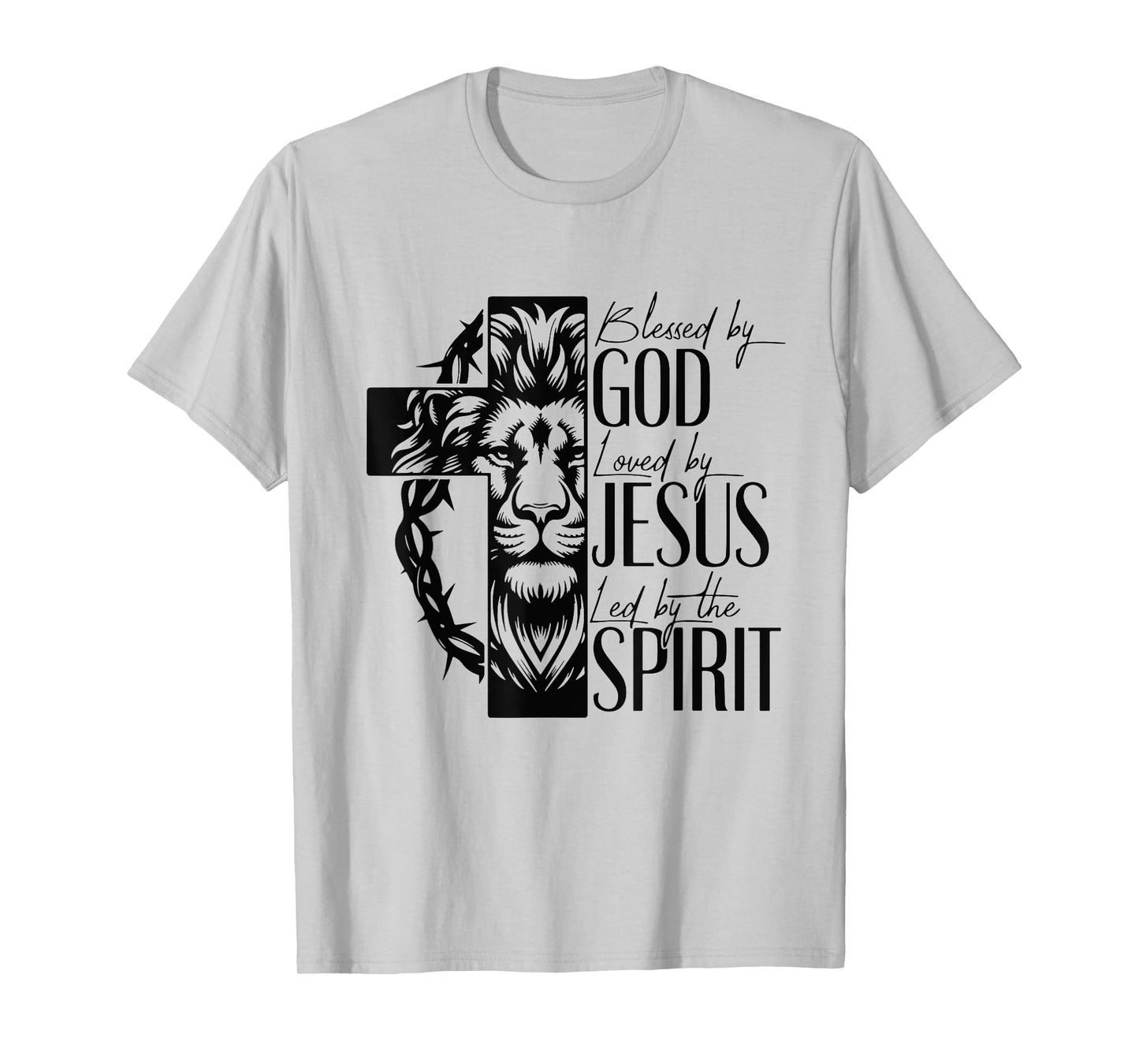 Lion Blessed by god loved by jesus led by the spirit T-Shirt