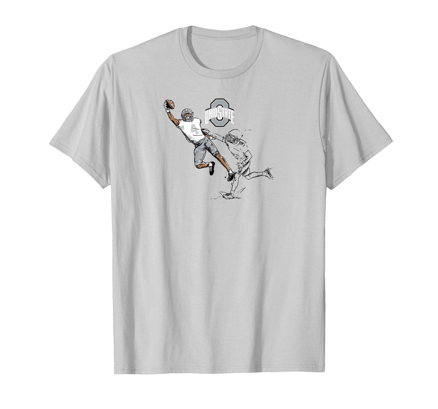 BreakingT - Jeremiah Smith One-Handed Catch Ohio State Football T-Shirt - Unisex Adults - Red - Small - Short Sleeve - Classic Fit - Custom Artwork, Officially Licensed