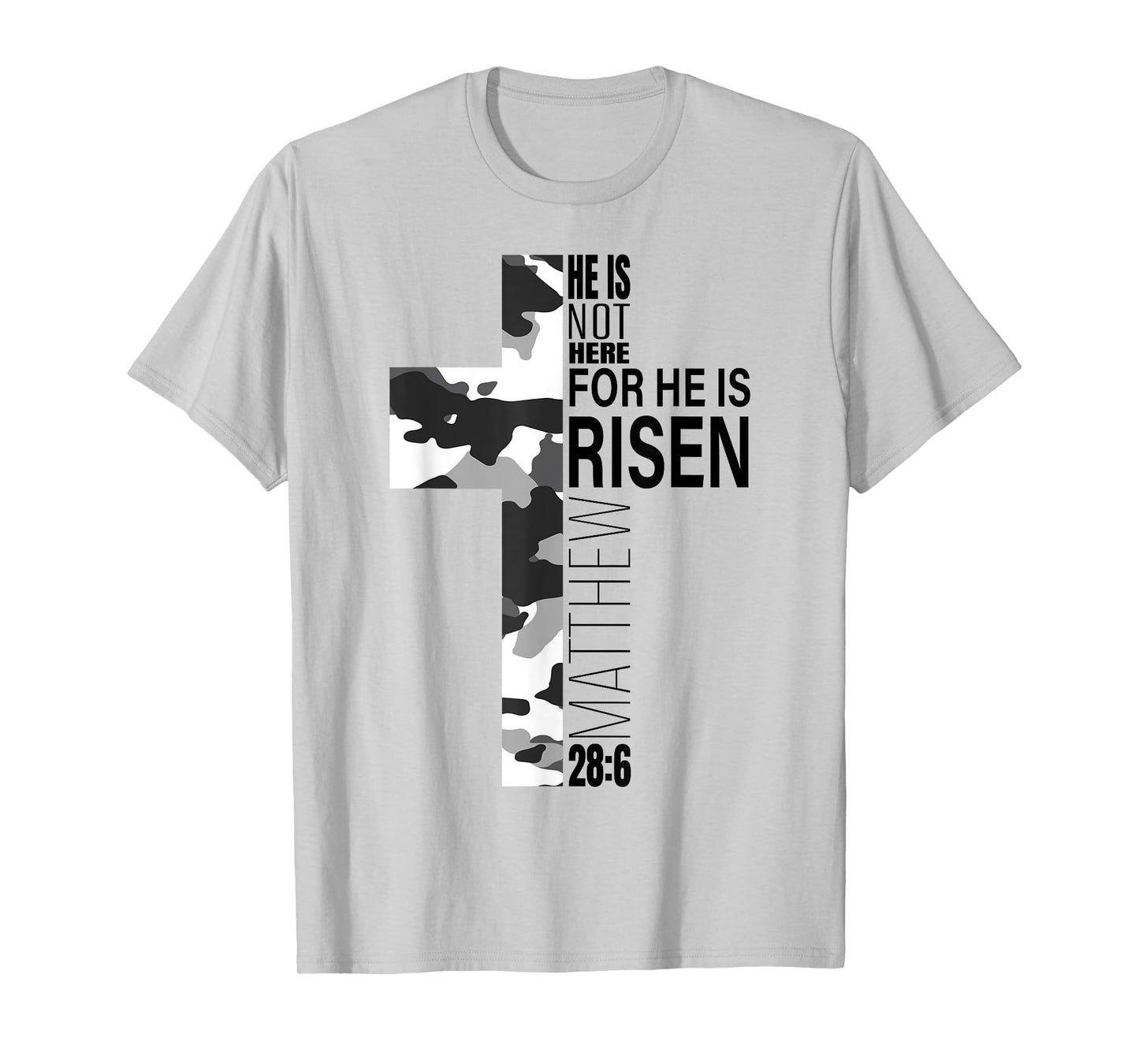 Cool Religious He Is Risen Christian Easter Verse Camo Cross T-Shirt