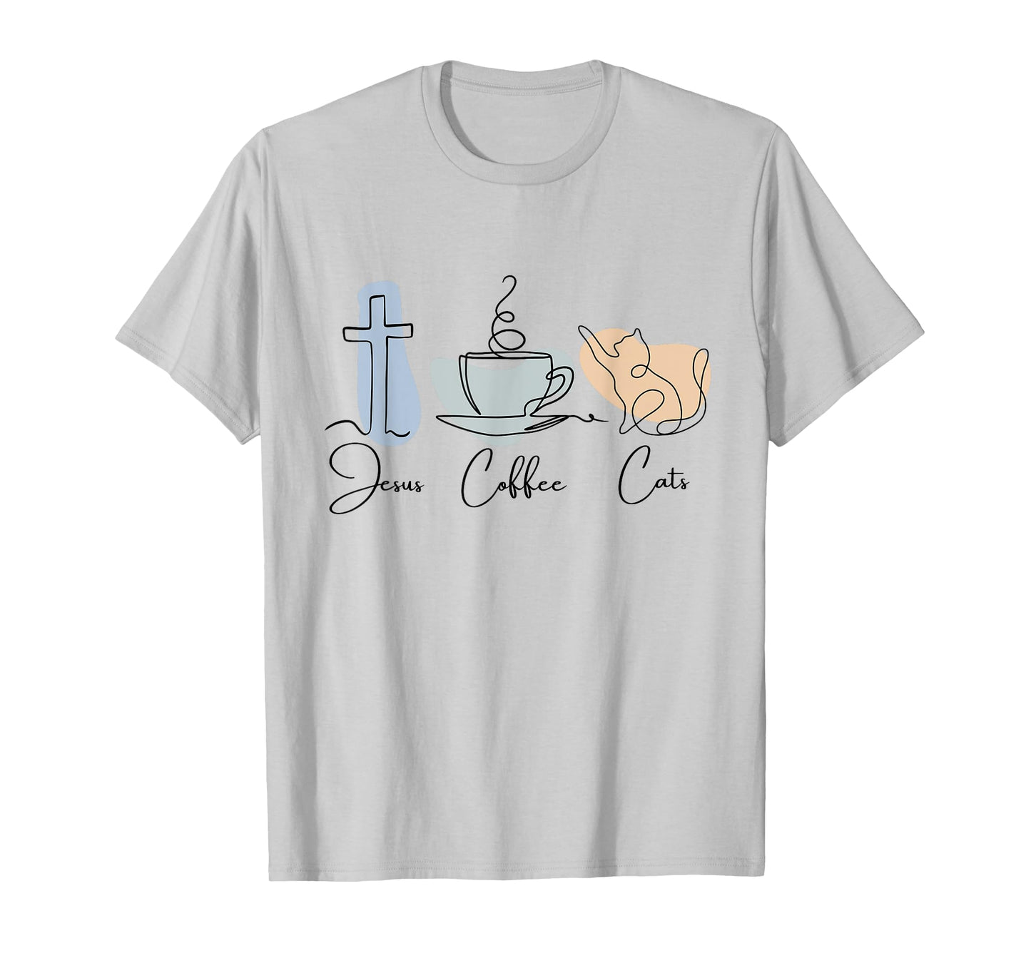 Jesus Coffee Cats Funny Cute Design Jesus Lovers Christian T-Shirt