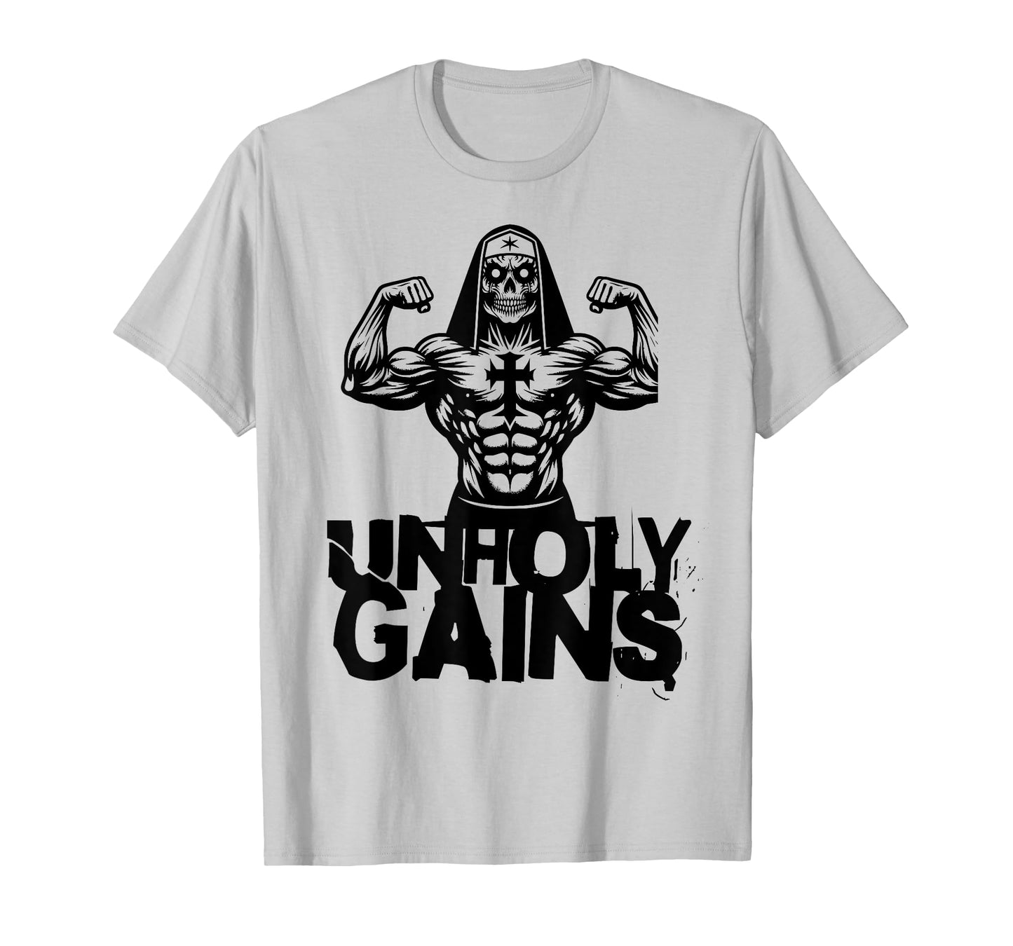 Unholy Gains Satanic Workout Devil Worship Nun T-Shirt