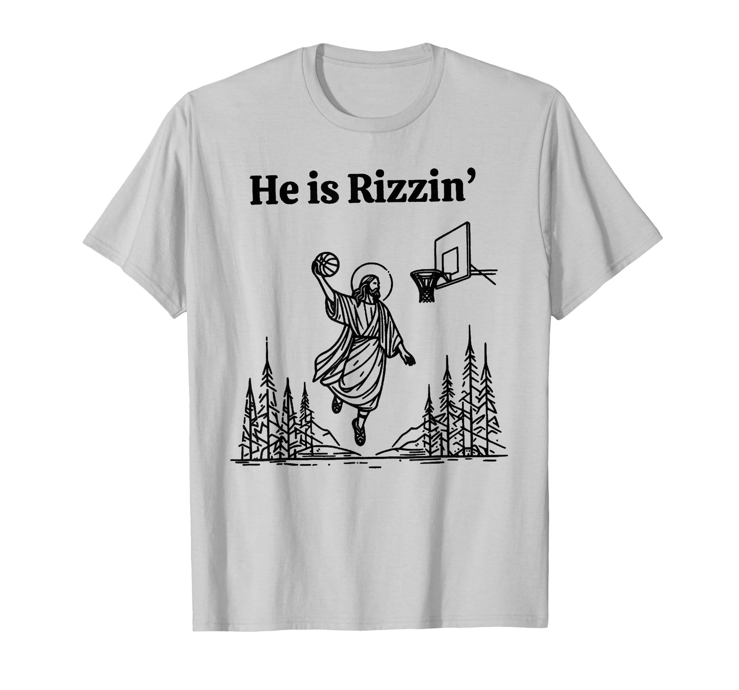 He Is Rizzin Funny Basketball Retro Christian Religious Tee T-Shirt