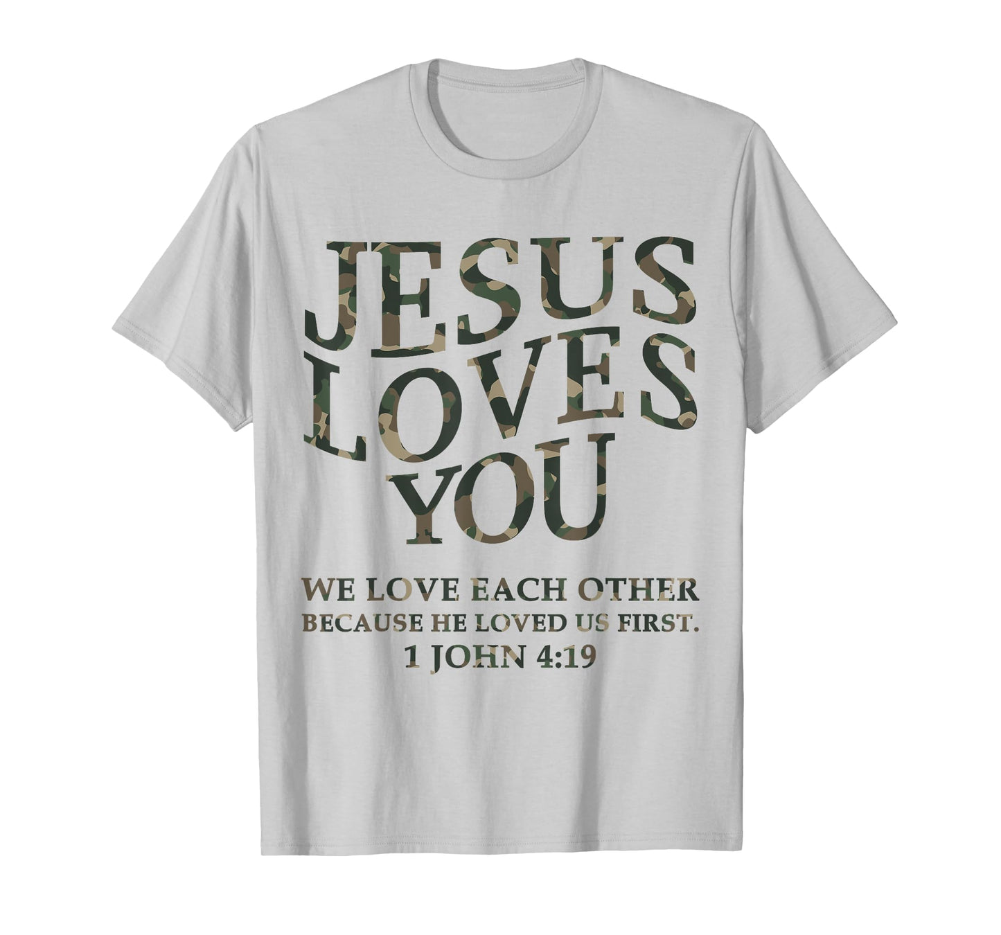 Camo Jesus Loves You Me Christian Youth Men God Son Brother T-Shirt