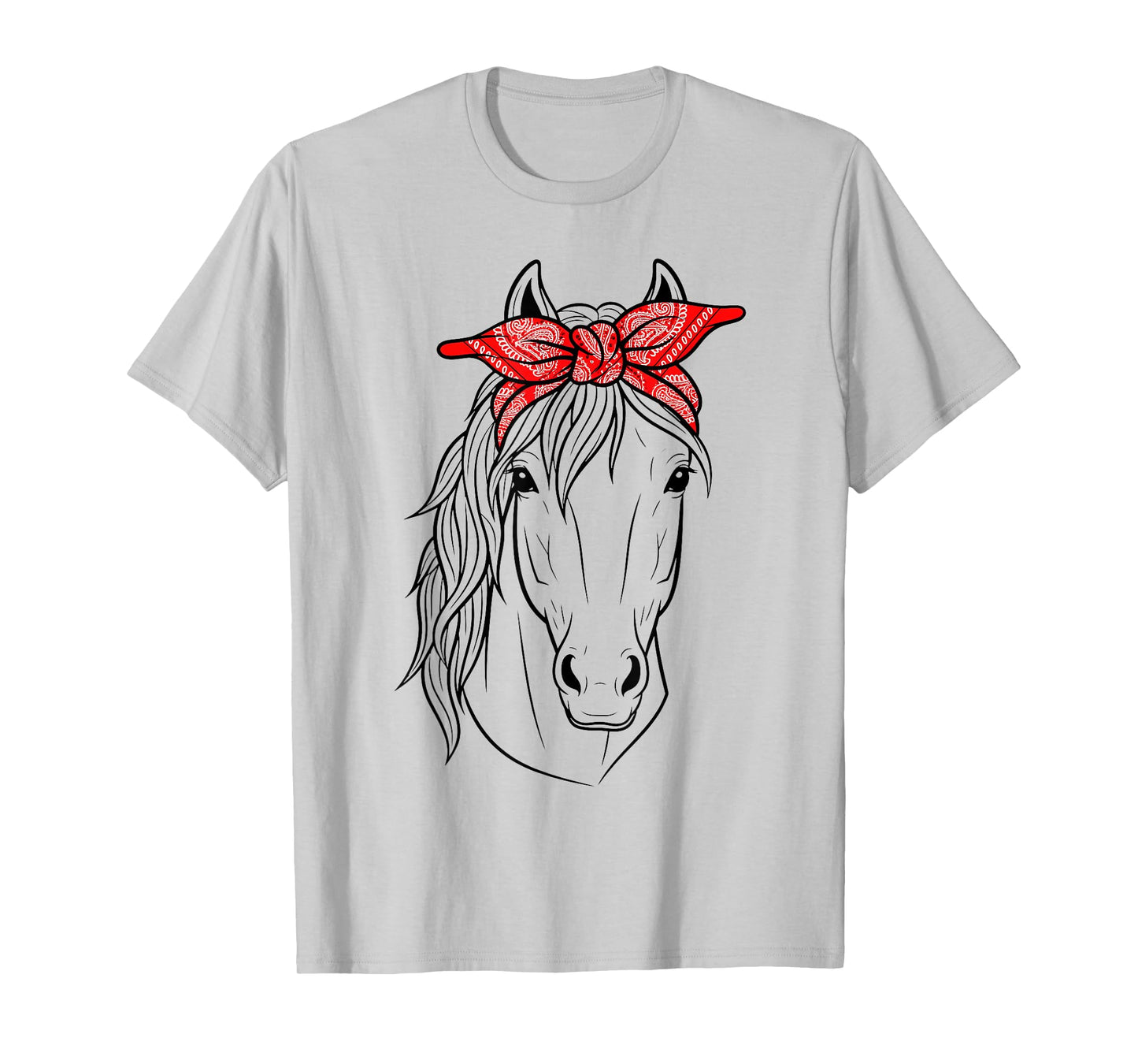 Funny Horse Lovers Tee | Red Bandana Print for Girls & Women T-Shirt