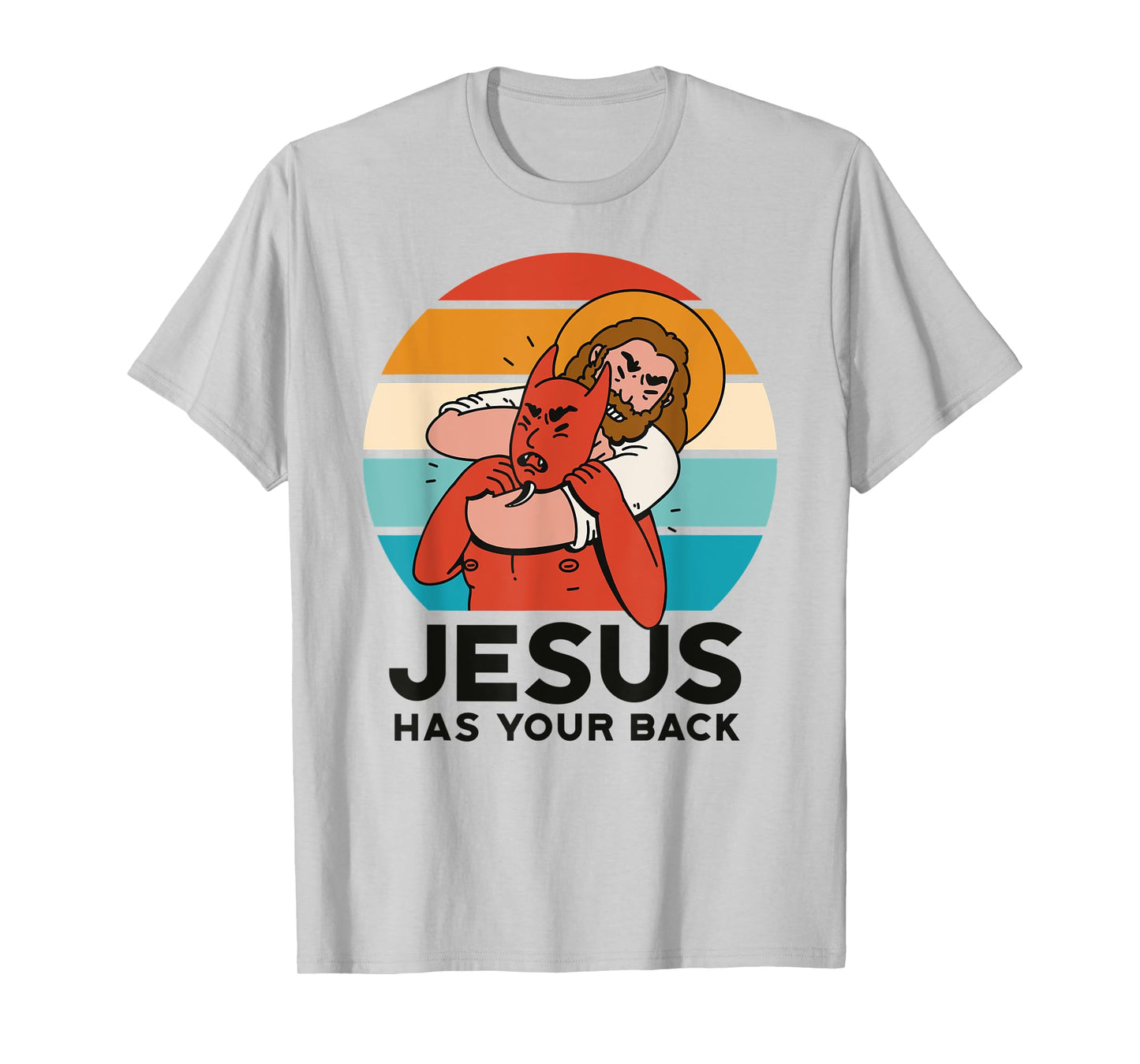 Jesus Has Your Back The Devil Sunset Graphic Funny Christian T-Shirt