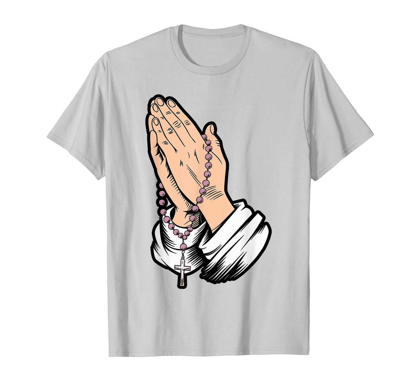 Rosary Praying Hands Faith Religious Christian Catholic T-Shirt