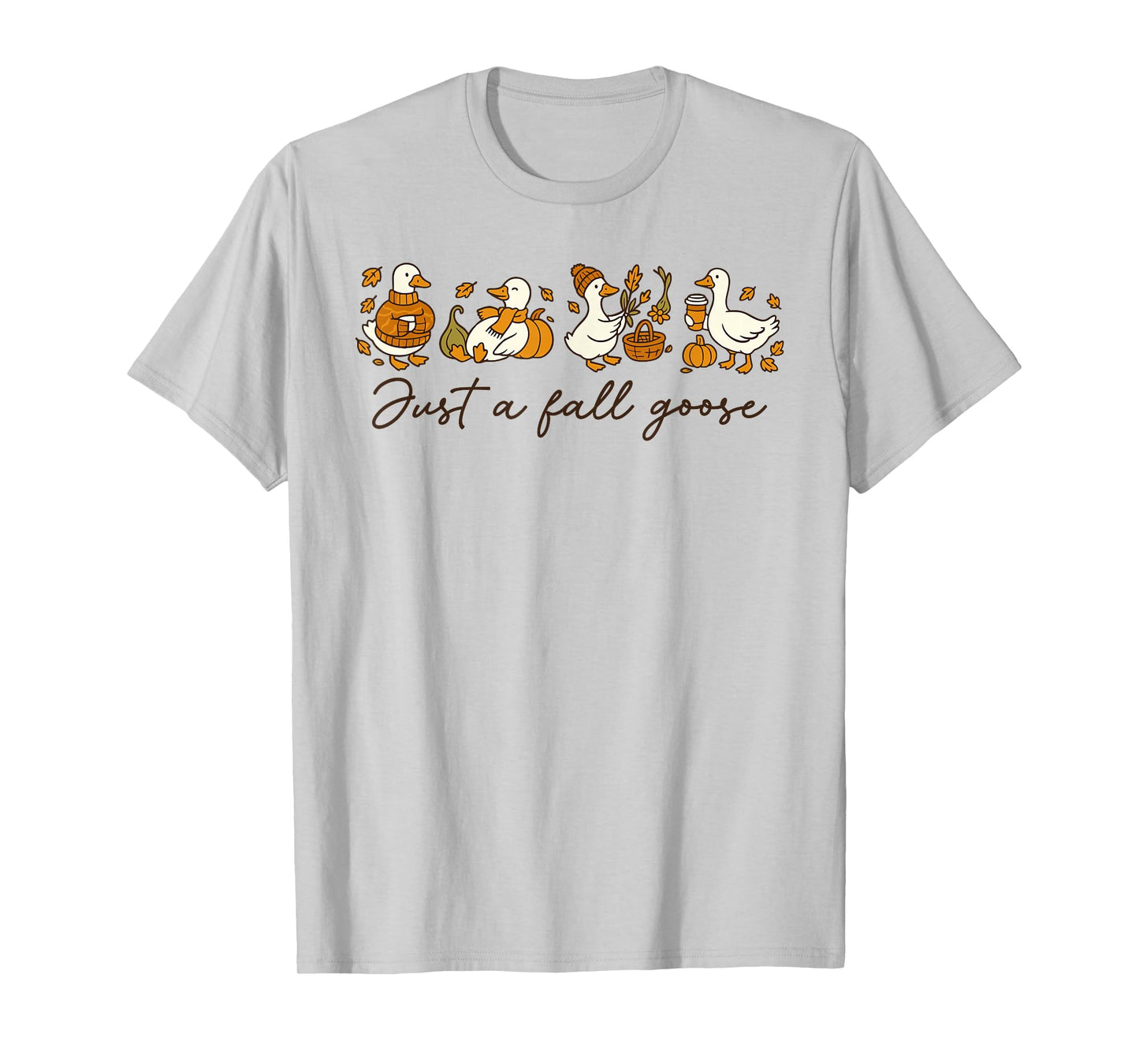 Just A Cozy Goose Fall Vibes Autumn Pumpkin Funny Cozy Goose T-Shirt