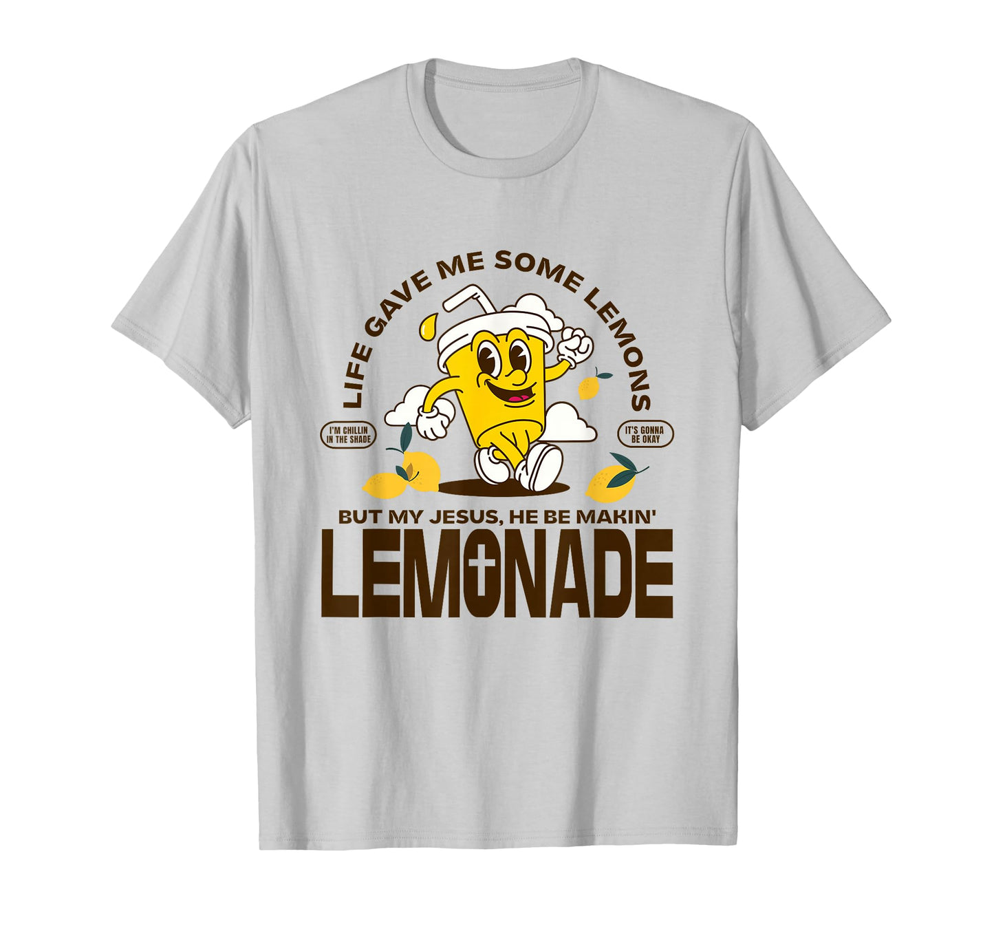 Jesus Making Lemonade Cute Retro Mascot Christian Faith T-Shirt