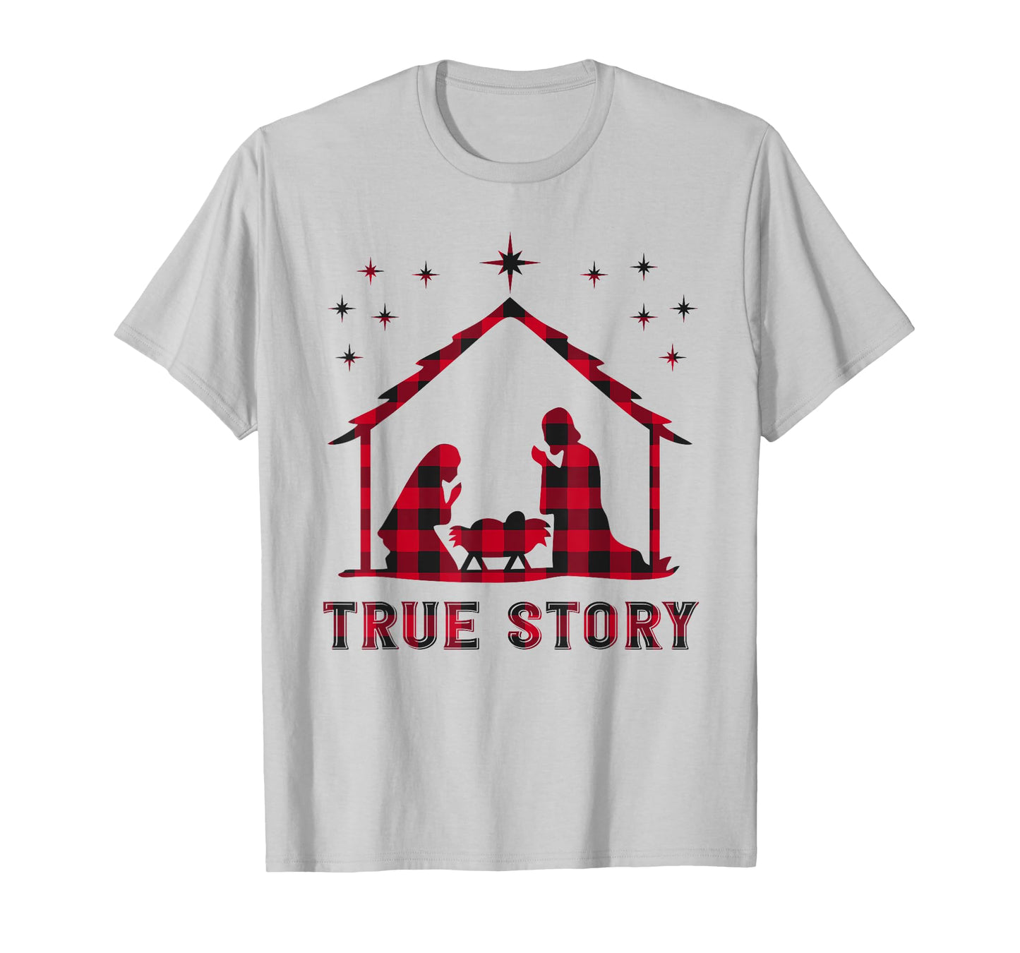 Red Plaid True Story of Jesus Birth Nativity Christmas Gift T-Shirt