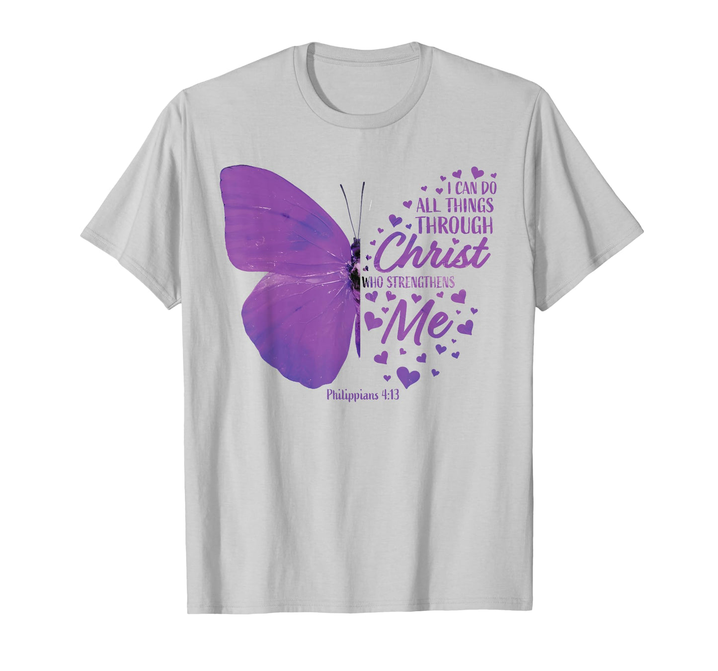 Philippians 4:13 Christian Bible Verse Gifts Women Butterfly T-Shirt