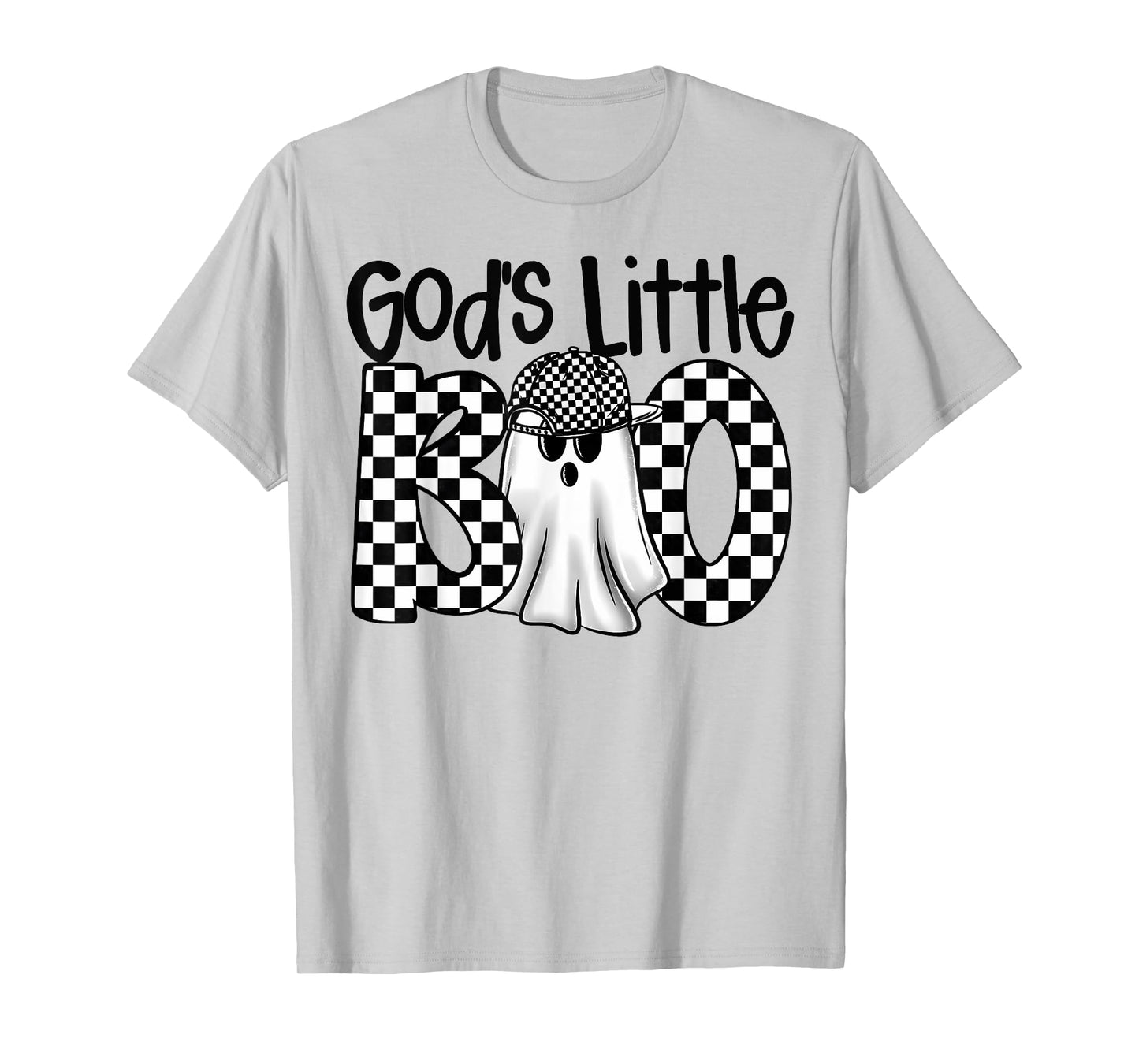 God's Little Boo Checkered Ghost Christian Halloween Boy Kid T-Shirt