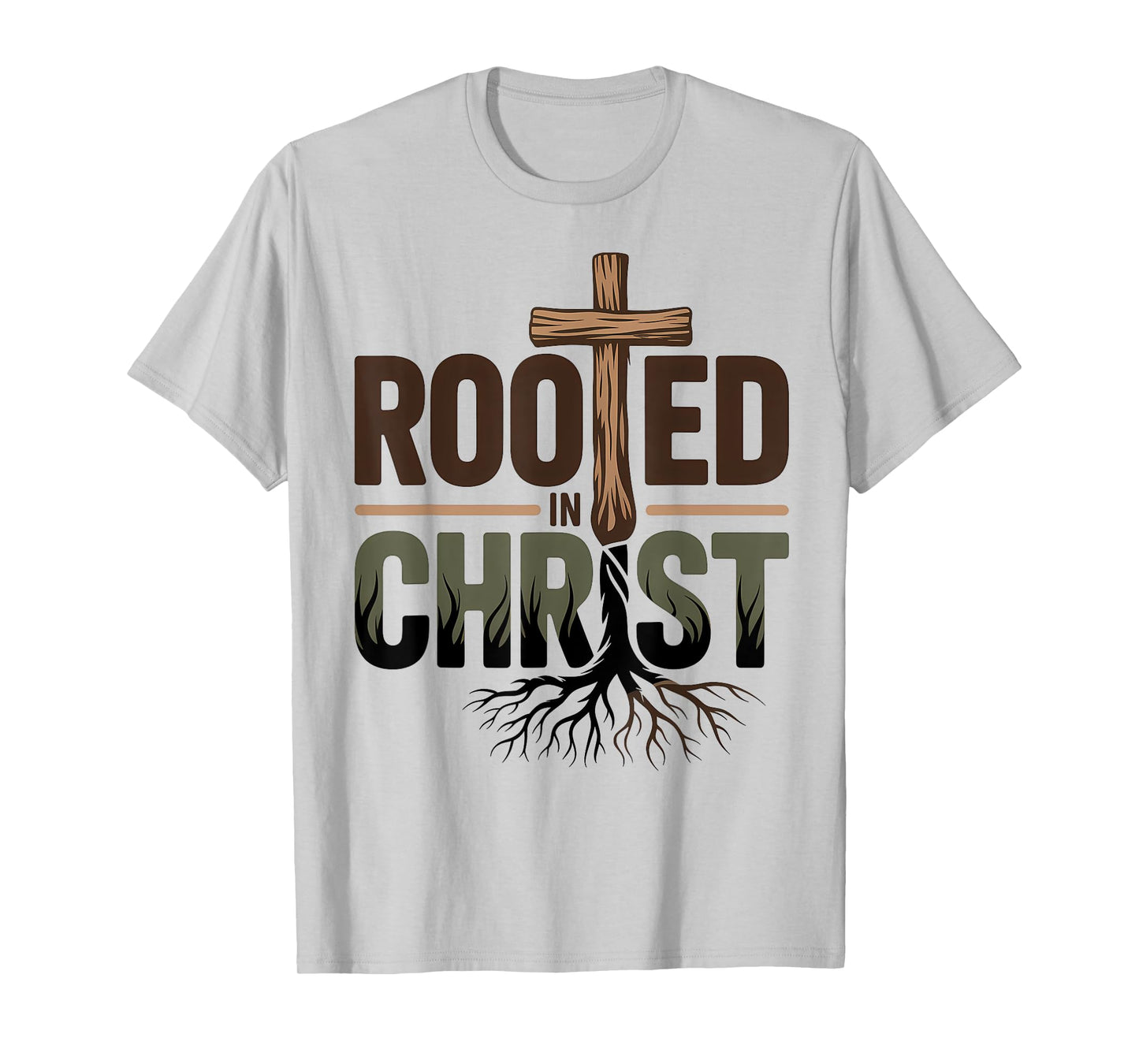 Rooted in Christ Jesus Christian Faith Cross T-Shirt