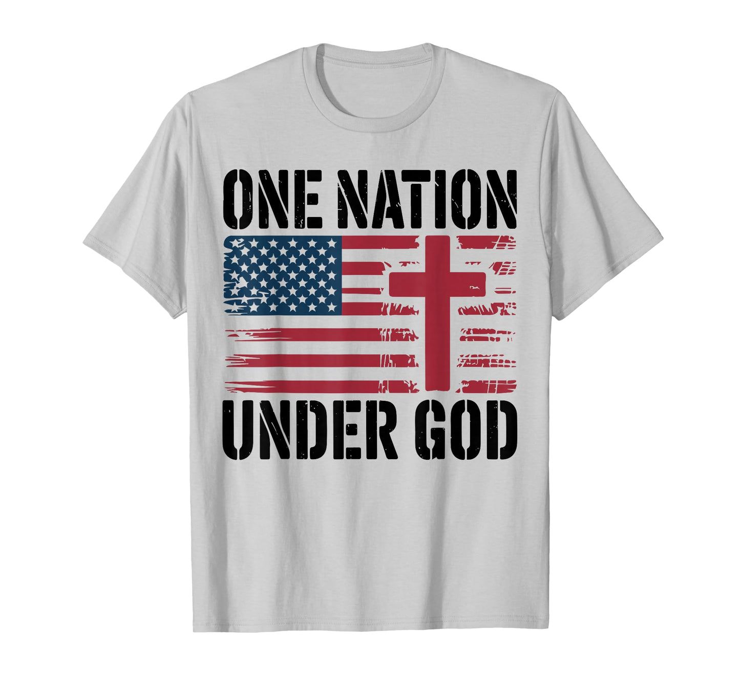 One Nation Under God American Flag Christian Patriotic Cross T-Shirt