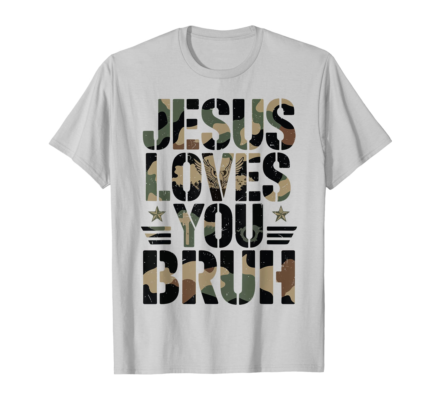 Camo Jesus Love You Bruh Funny Christian Humor Teen Girl Boy T-Shirt