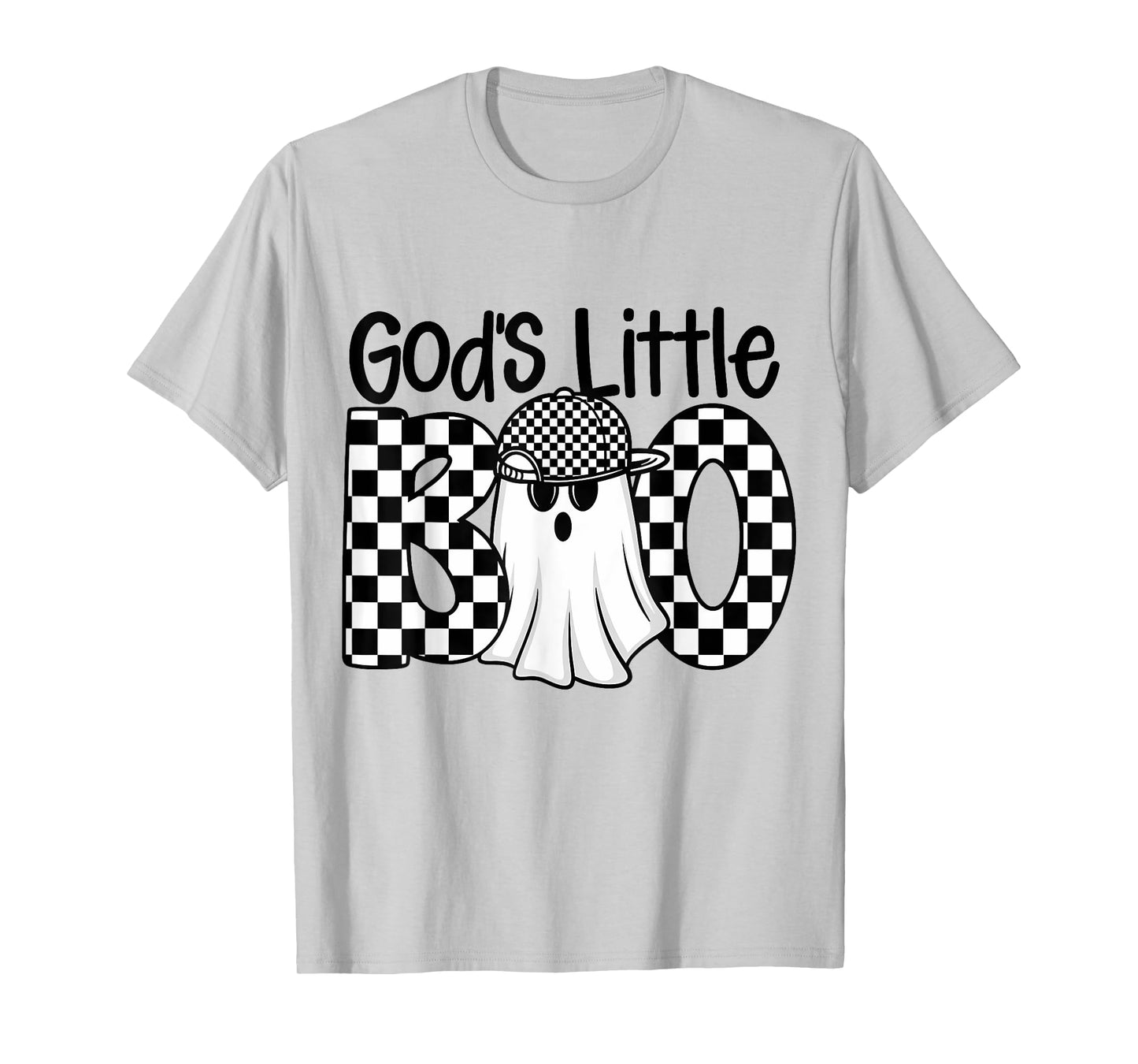 Funny Halloween God's Little Boo Ghost Checkered Toddler Boy T-Shirt