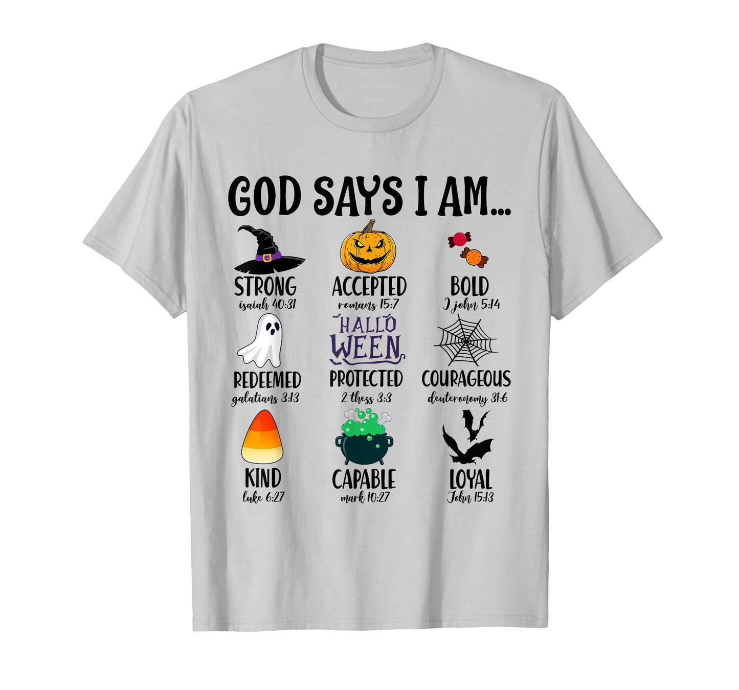 God Says I Am Bible Verse Halloween Jesus Christian Pumpkin T-Shirt