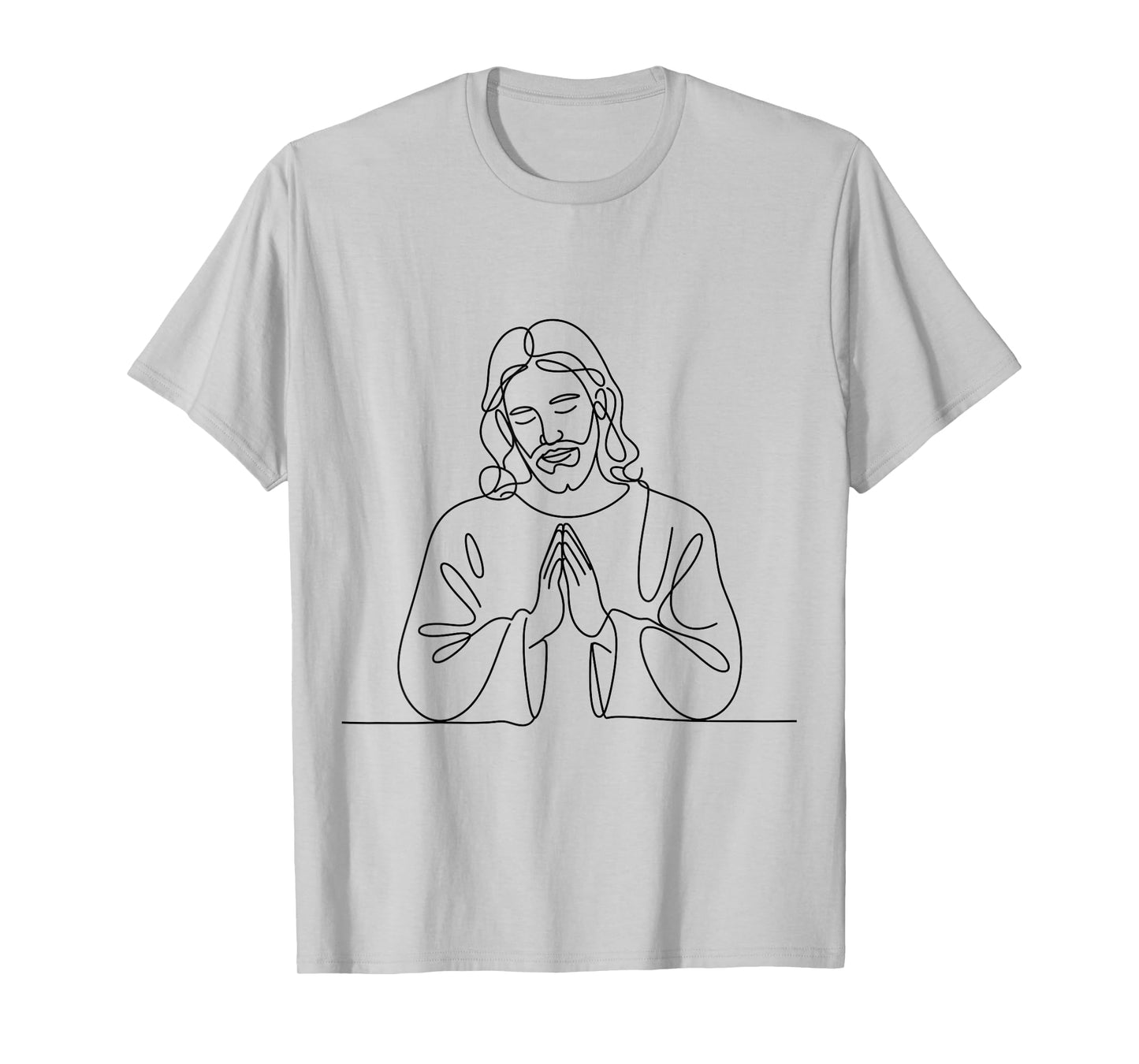 Inspirational Jesus Praying Line Art Christian Religious T-Shirt