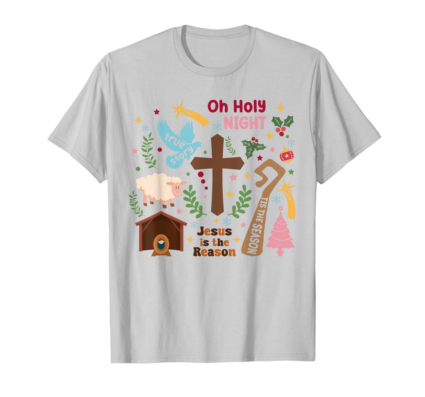 Oh Holy night Jesus is the Reason Christian Christmas Retro T-Shirt