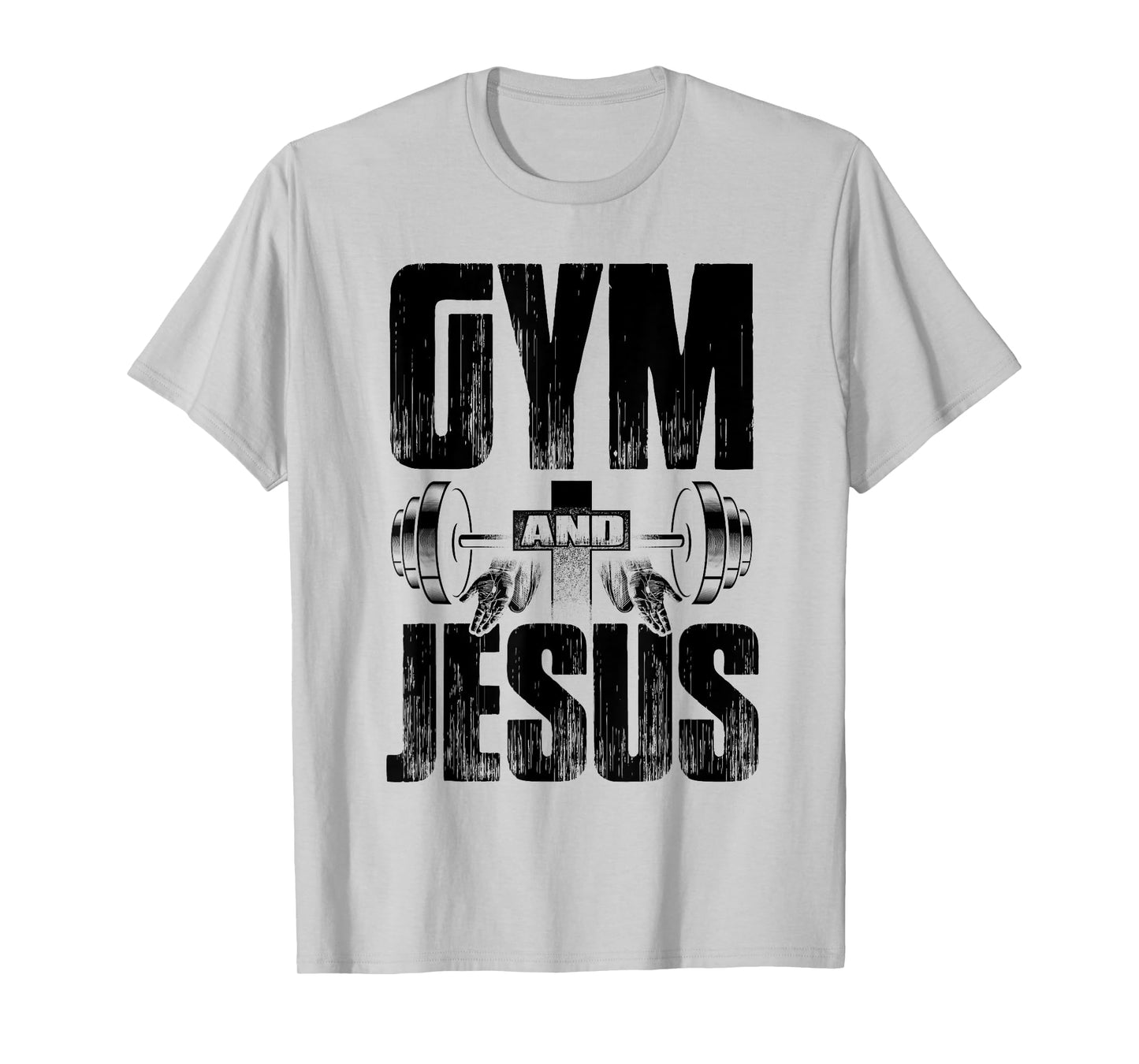 Religious Workout Gym & Jesus Barbell Lifting Weights Cross T-Shirt