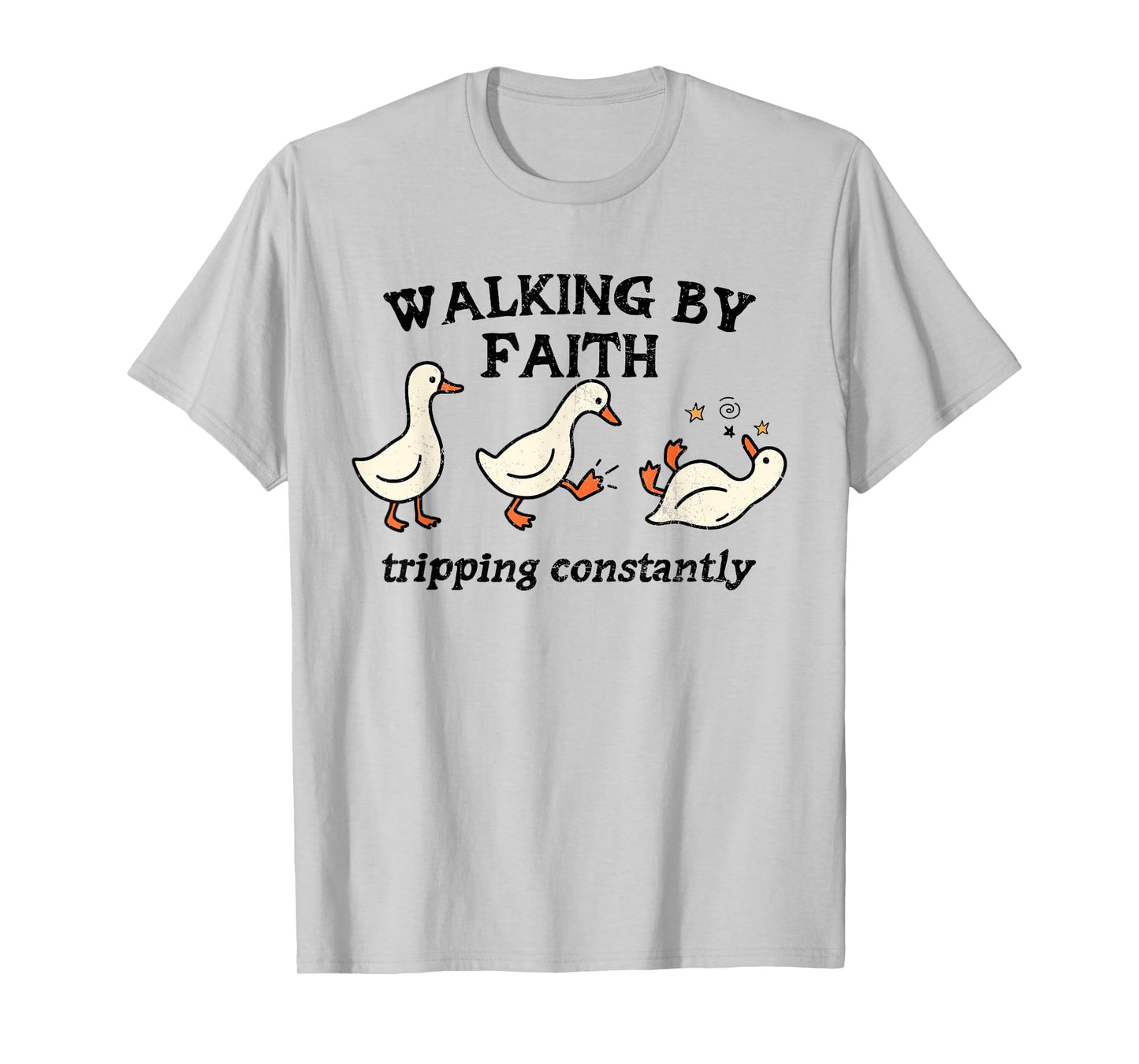 Walking by Faith Tripping Constantly Jesus Cross Christian T-Shirt
