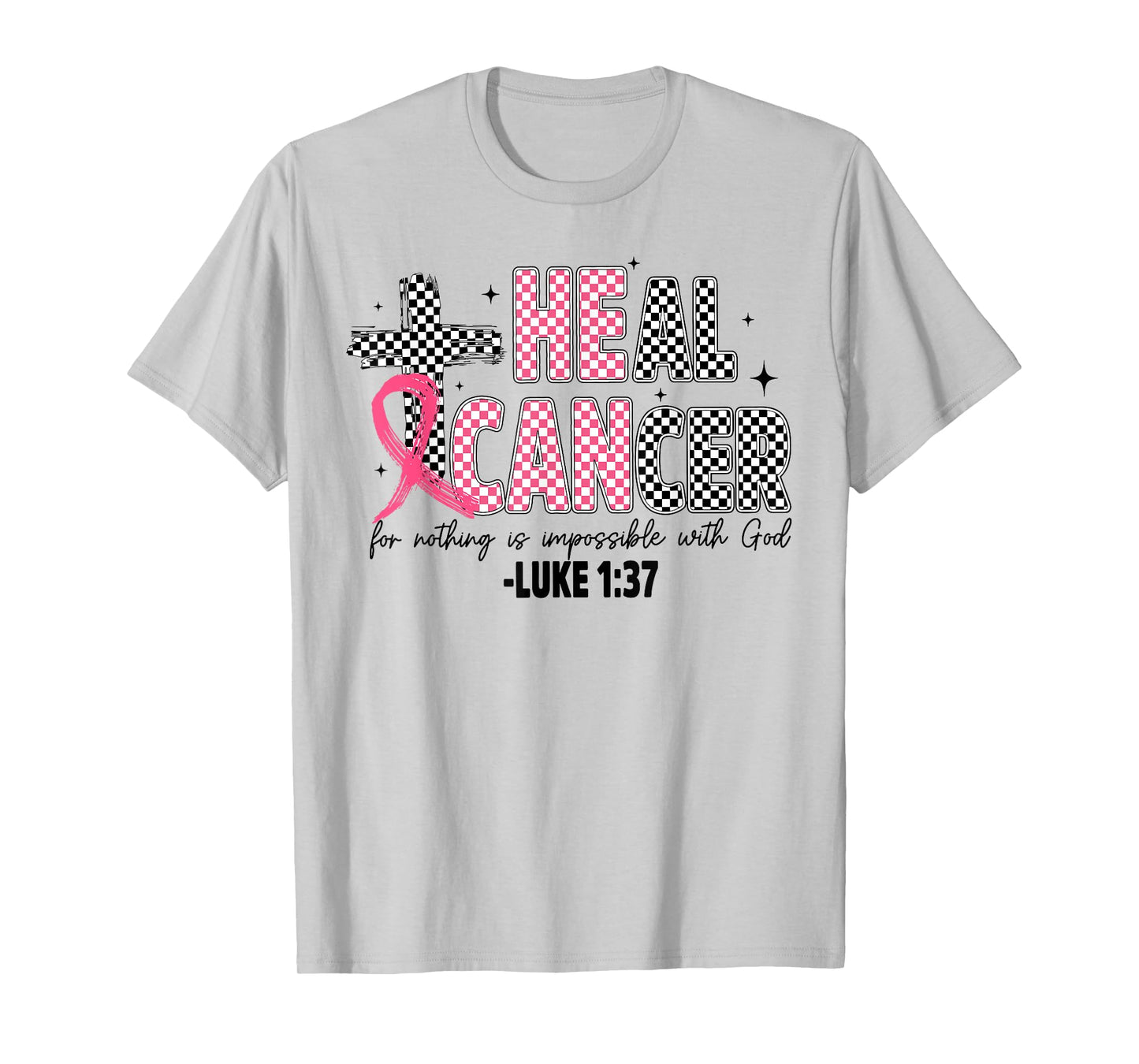 Heal Breast Cancer Coquette Christian God Faith Pink Ribbon T-Shirt